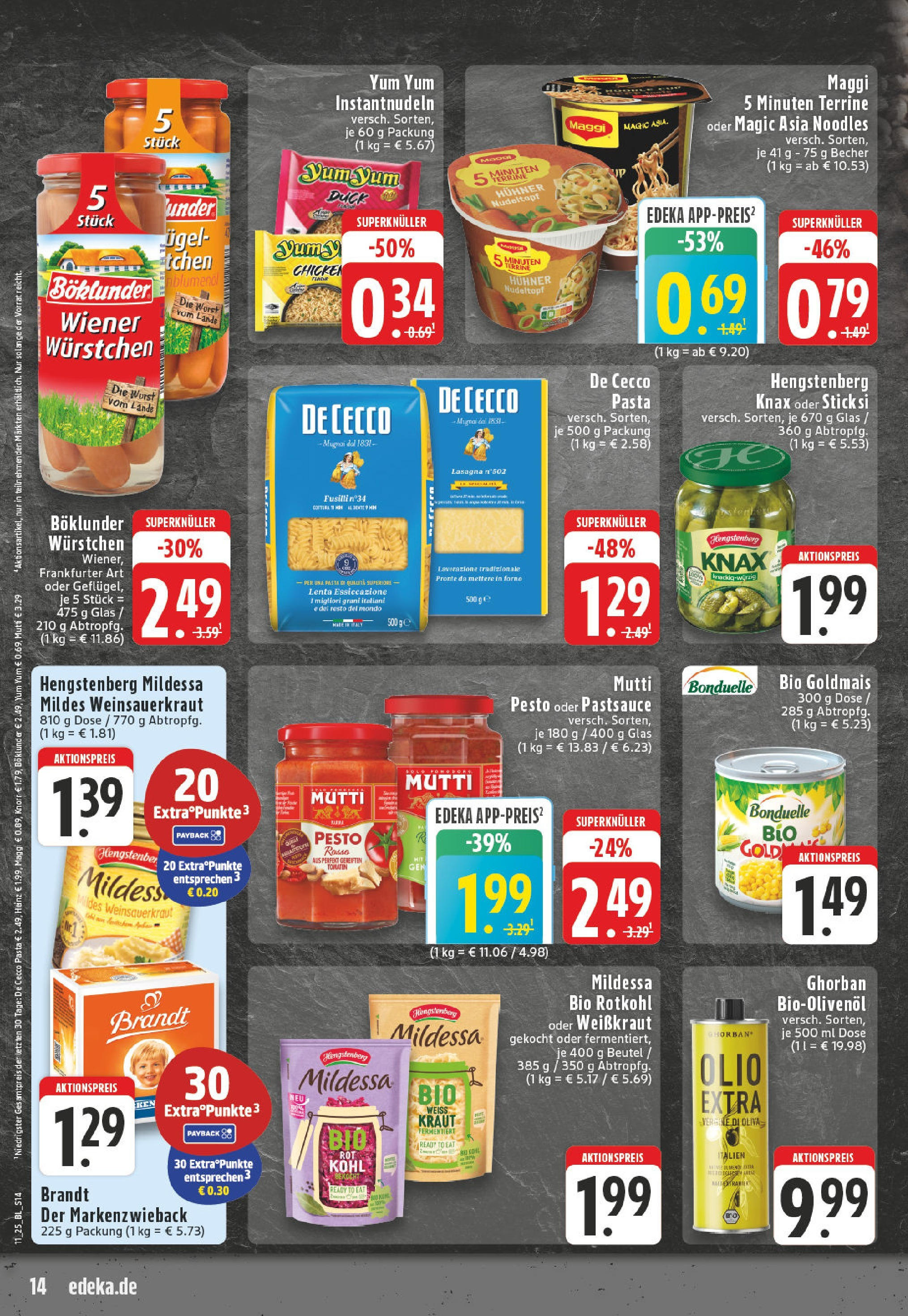 Edeka - EDEKA: Wochenangebote (ab 09.03.2025) » Angebote Online | Seite: 14 | Produkte: Maggi, Rotkohl, Wurst, Pasta