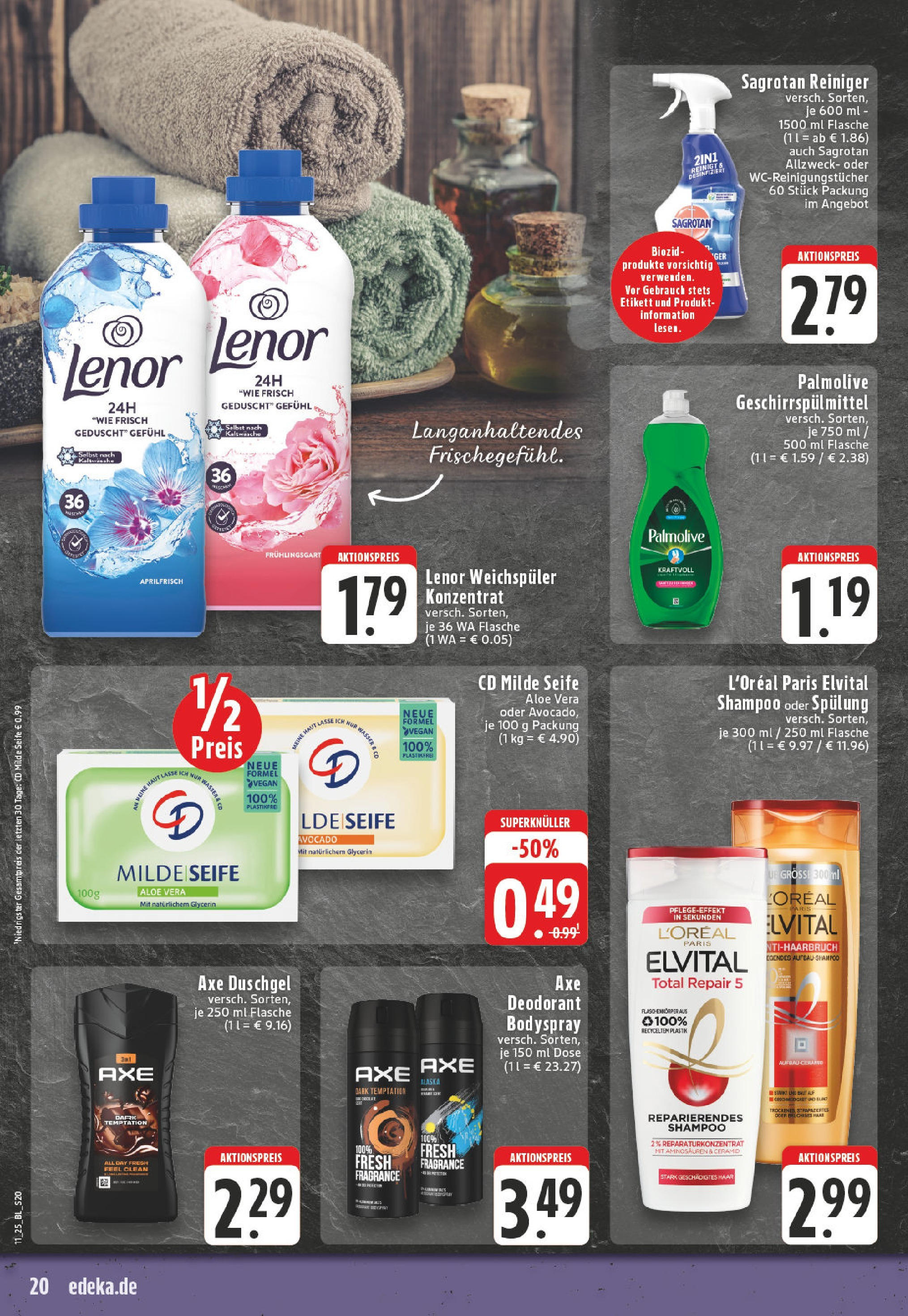 Edeka - EDEKA: Wochenangebote (ab 09.03.2025) » Angebote Online | Seite: 20 | Produkte: Lenor, Seife, Deodorant, Axe