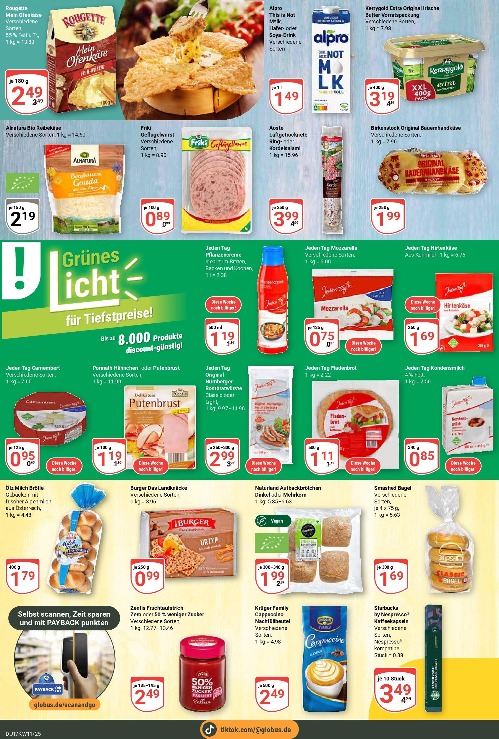 Globus - Globus: Wochenangebote (ab 09.03.2025) » Angebote online | Seite: 9 | Produkte: Mozzarella, Starbucks, Burger, Reibekase