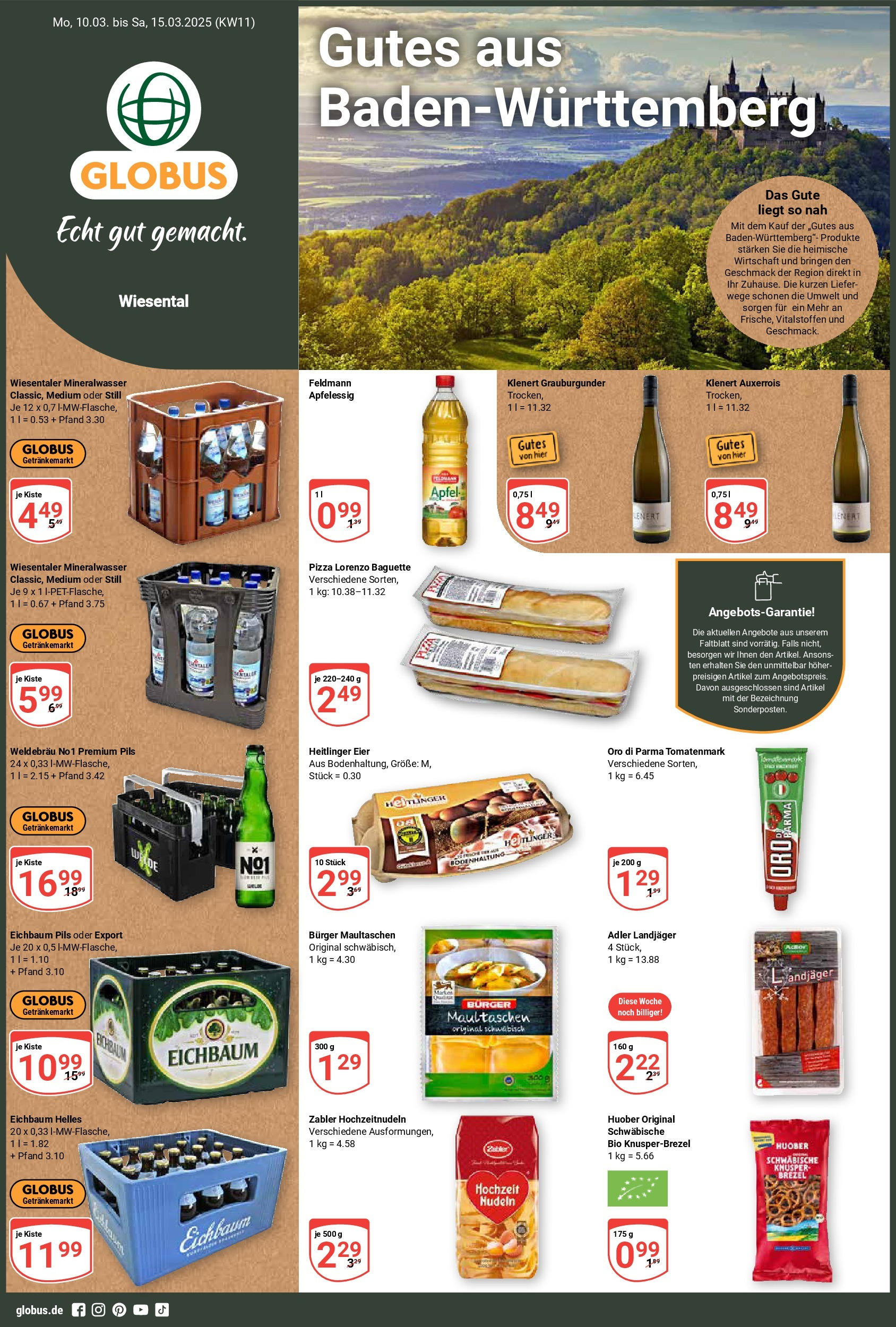 Globus - Globus: Wochenangebote (ab 09.03.2025) » Angebote online | Seite: 1 | Produkte: Burger, Äpfel, Baguette, Oro di parma