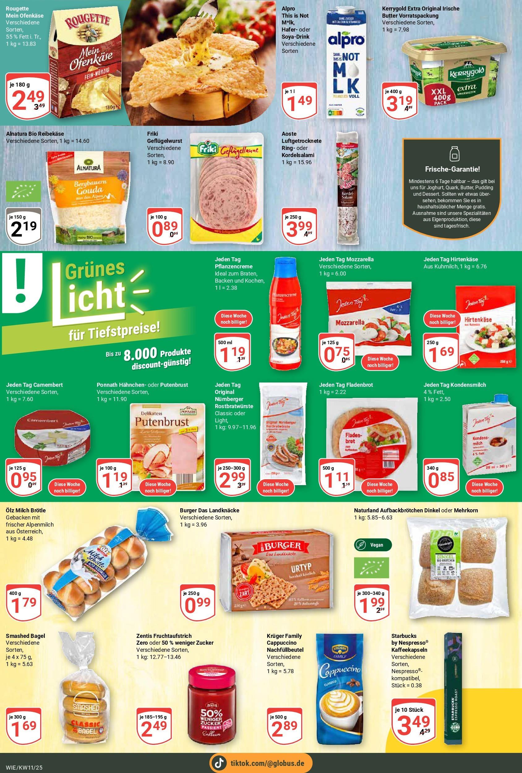 Globus - Globus: Wochenangebote (ab 09.03.2025) » Angebote online | Seite: 11 | Produkte: Milch, Butter, Mozzarella, Burger