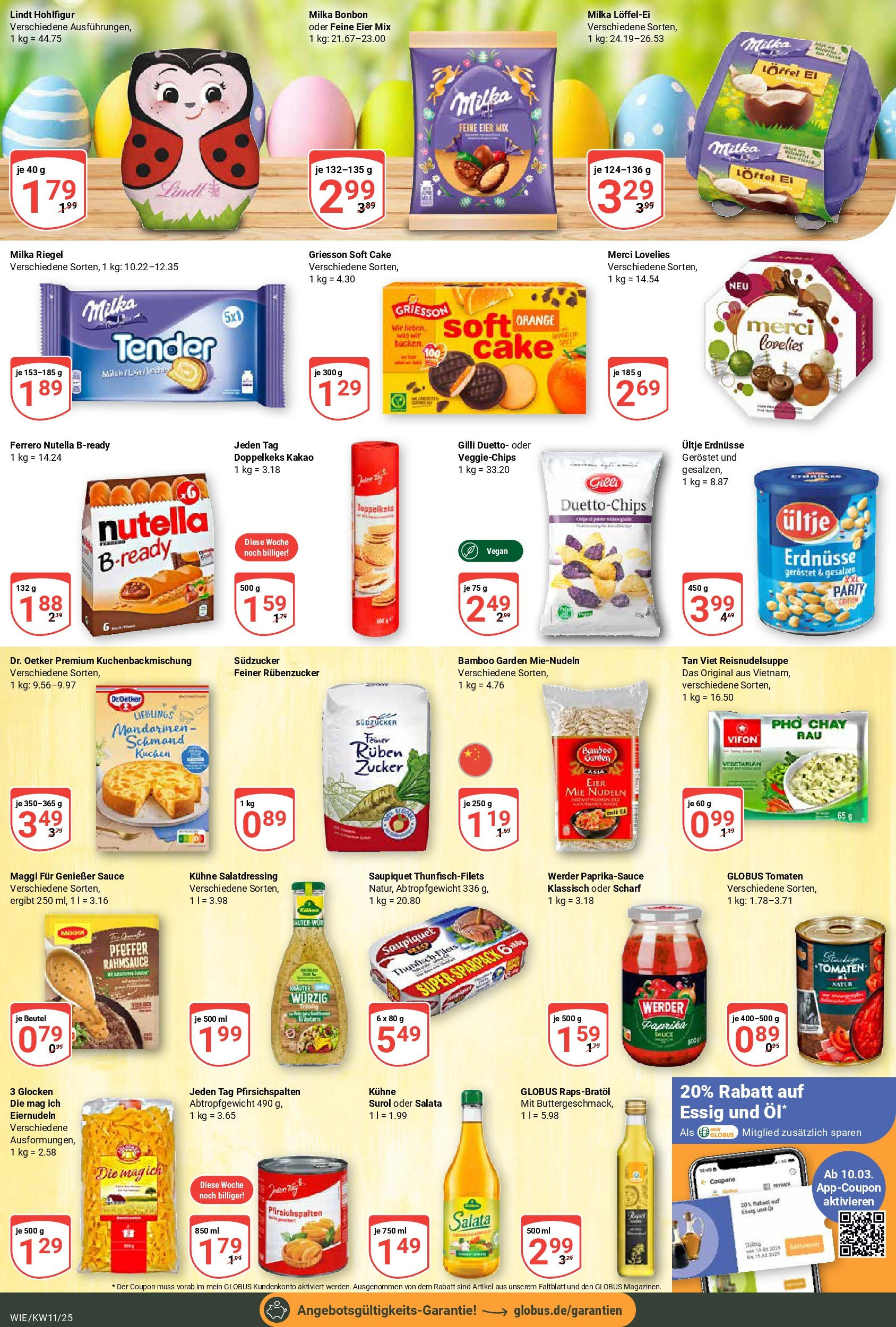 Globus - Globus: Wochenangebote (ab 09.03.2025) » Angebote online | Seite: 13 | Produkte: Essig, Nutella, Zucker, Lindt