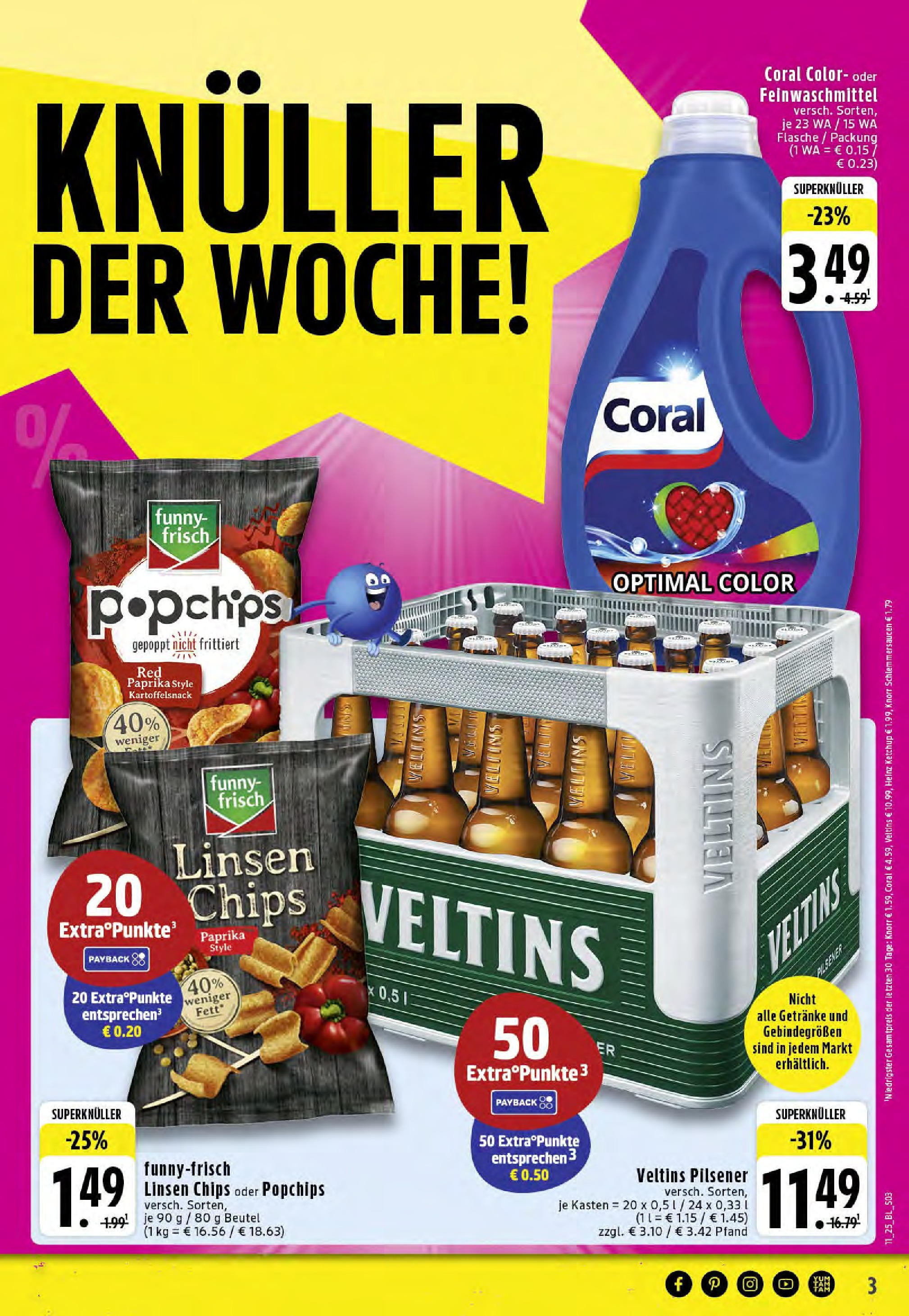 Edeka - EDEKA: Wochenangebote (ab 09.03.2025) » Angebote Online | Seite: 3 | Produkte: Coral, Funny frisch, Chips, Veltins