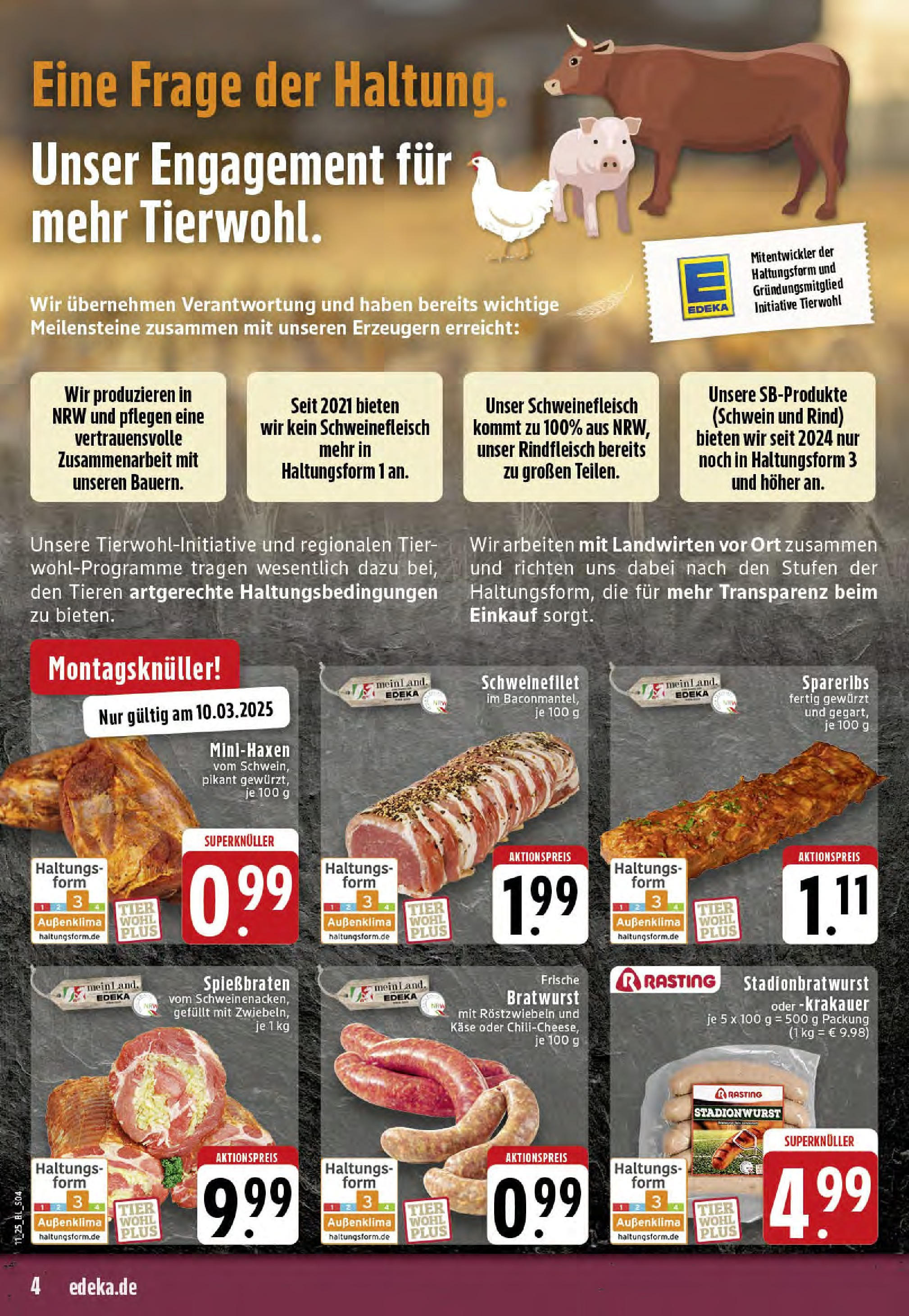 Edeka - EDEKA: Wochenangebote (ab 09.03.2025) » Angebote Online | Seite: 4 | Produkte: Käse, Bratwurst, Schweinefleisch, Rindfleisch