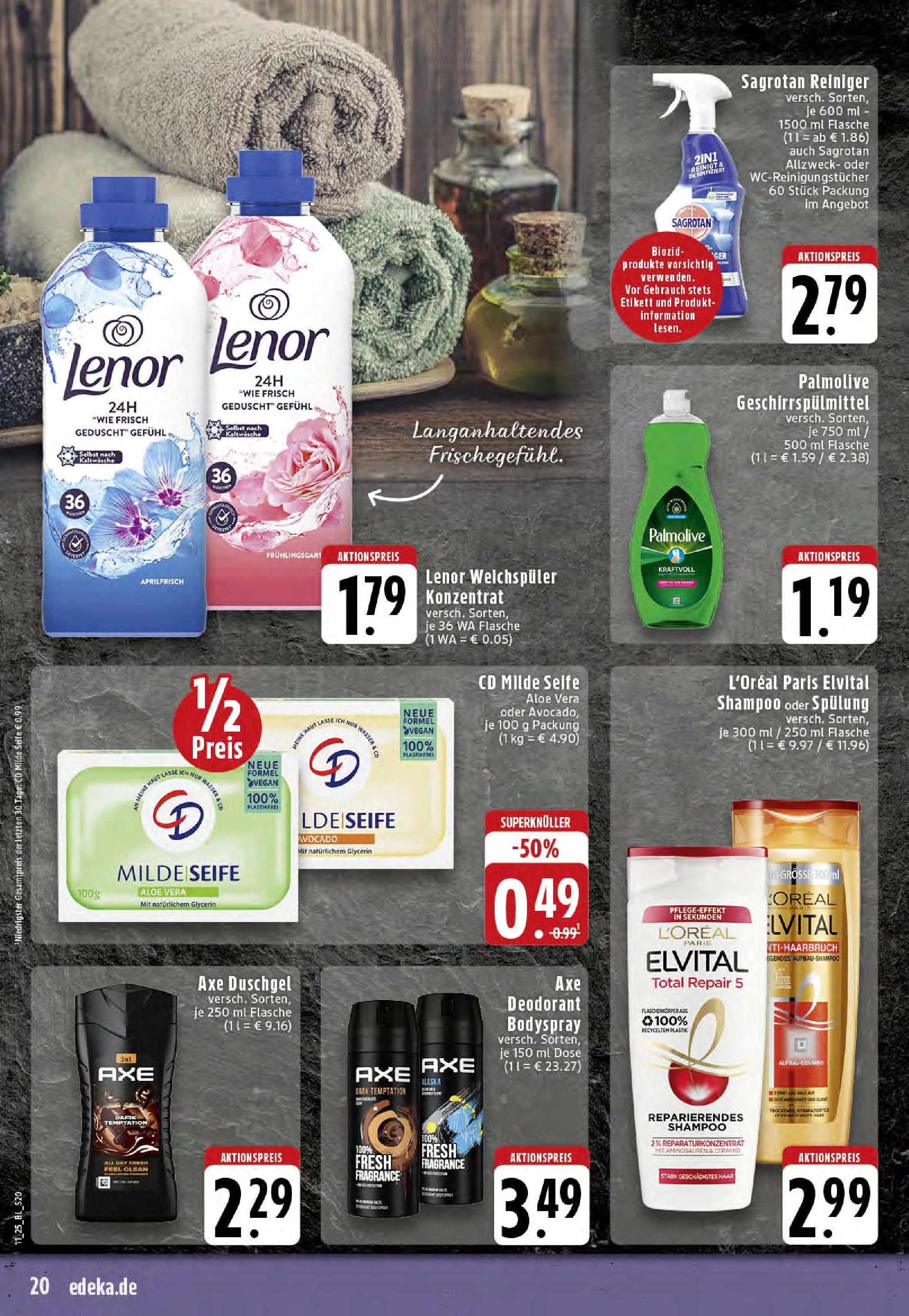 Edeka - EDEKA: Wochenangebote (ab 09.03.2025) » Angebote Online | Seite: 20 | Produkte: Lenor, Seife, Deodorant, Geschirrspülmittel