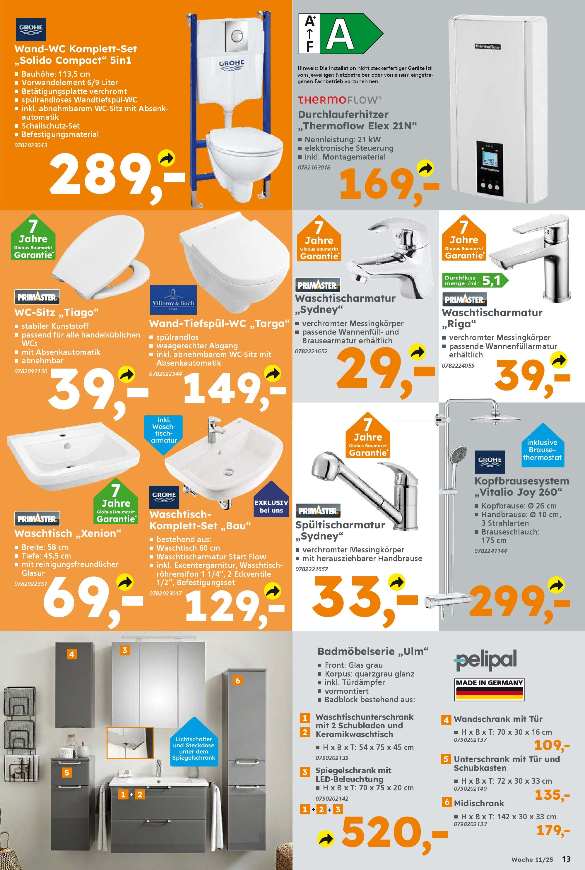 Globus Baumarkt - Globus Baumarkt: Wochenangebote (ab 09.03.2025) zum Blättern | Seite: 13 | Produkte: Tür, Waschtisch, Unterschrank, Midischrank