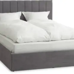 JYSK Cadru pat HASLEV 140x200 depozitare textil gri &icirc;nchis