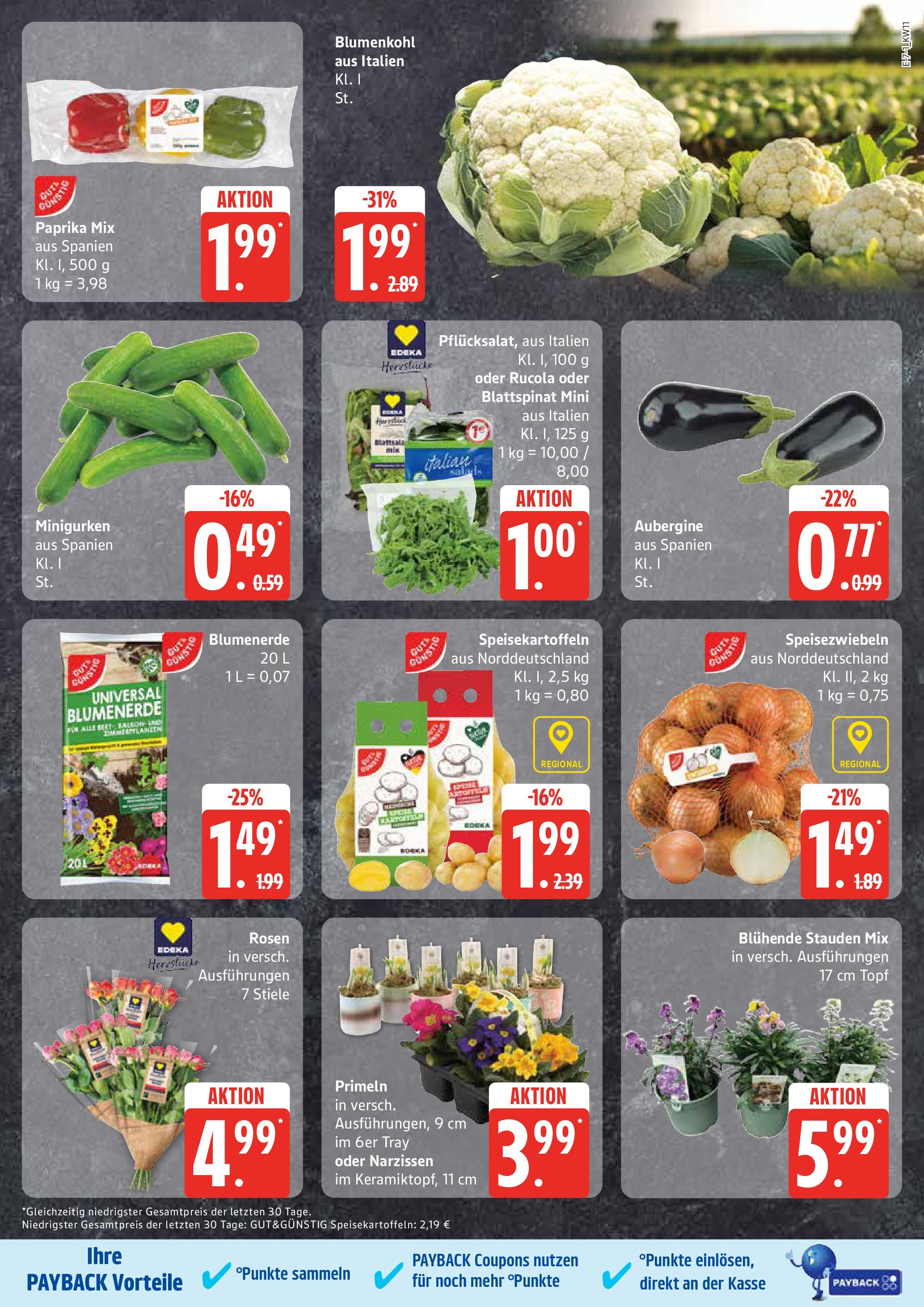 Edeka - EDEKA: Wochenangebote (ab 09.03.2025) » Angebote Online | Seite: 7 | Produkte: Blumenerde, Paprika, Aubergine, Blumenkohl