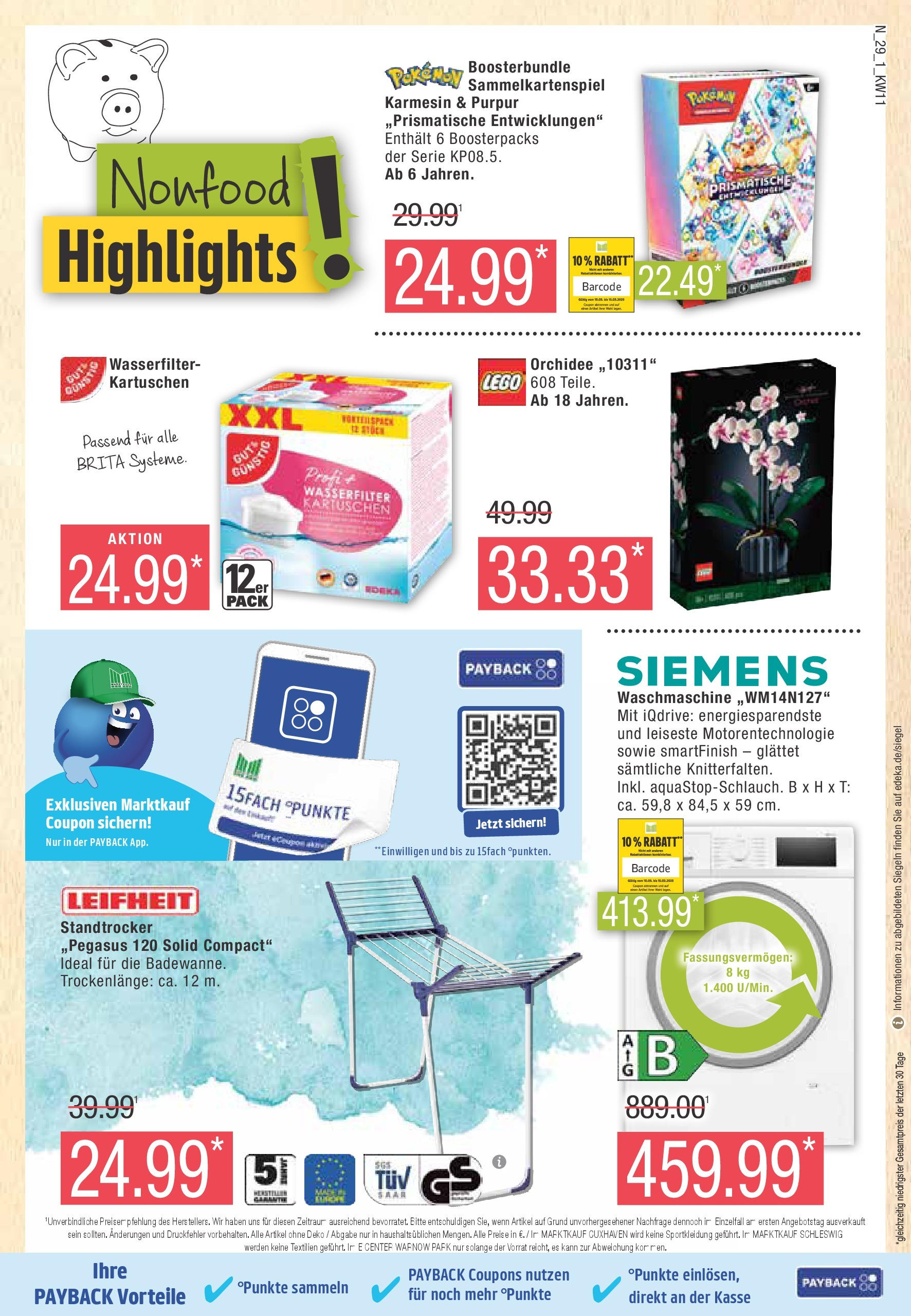 Marktkauf - Marktkauf: Wochenangebote (ab 09.03.2025) » Angebote online | Seite: 29 | Produkte: Siemens, Orchidee, Waschmaschine