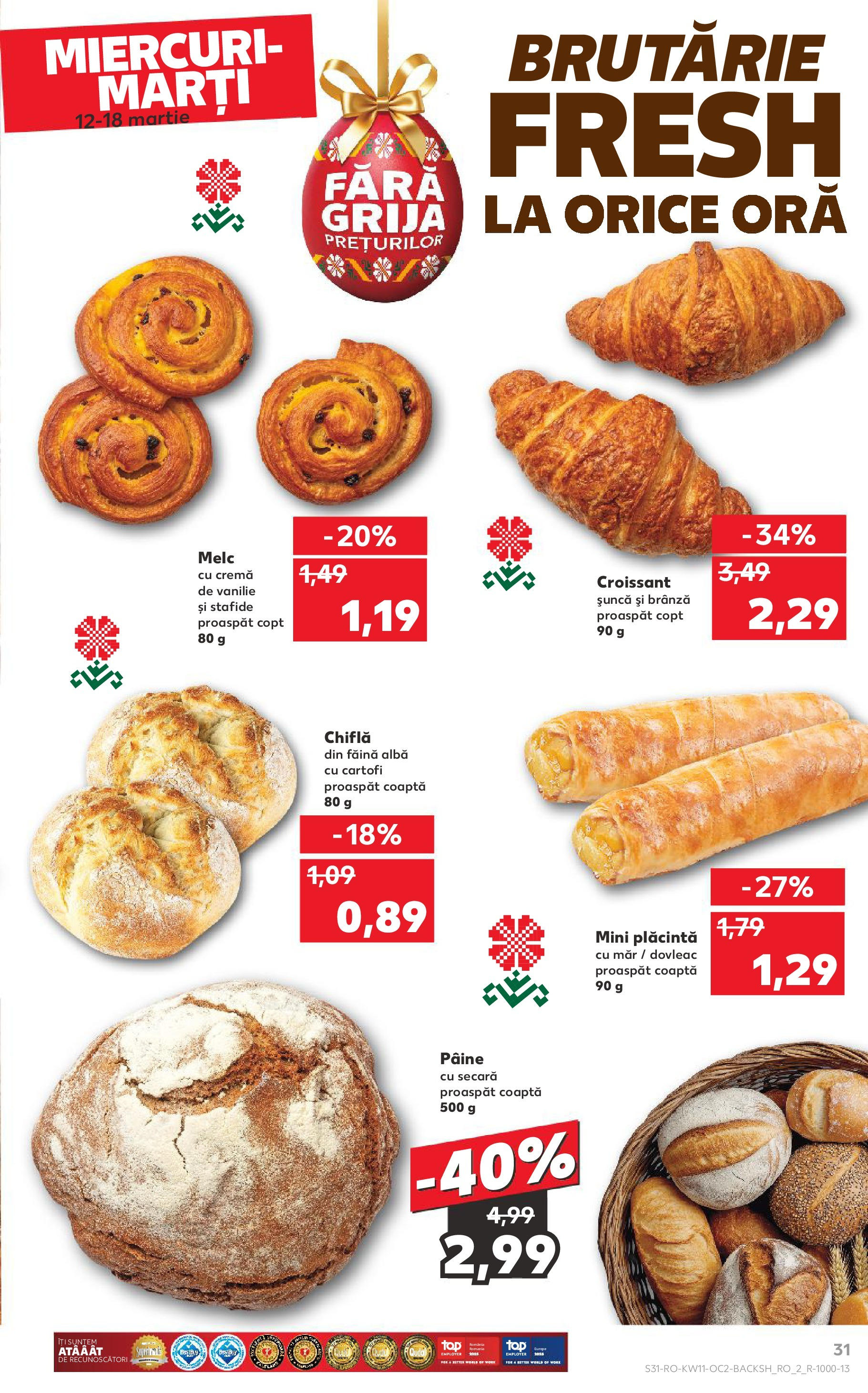 Catalog Kaufland - Bucureşti 12.03.2025 - Revista si Oferta | Pagină: 31 | Produse: Dovleac, Plăcintă, Chiflă, Stafide