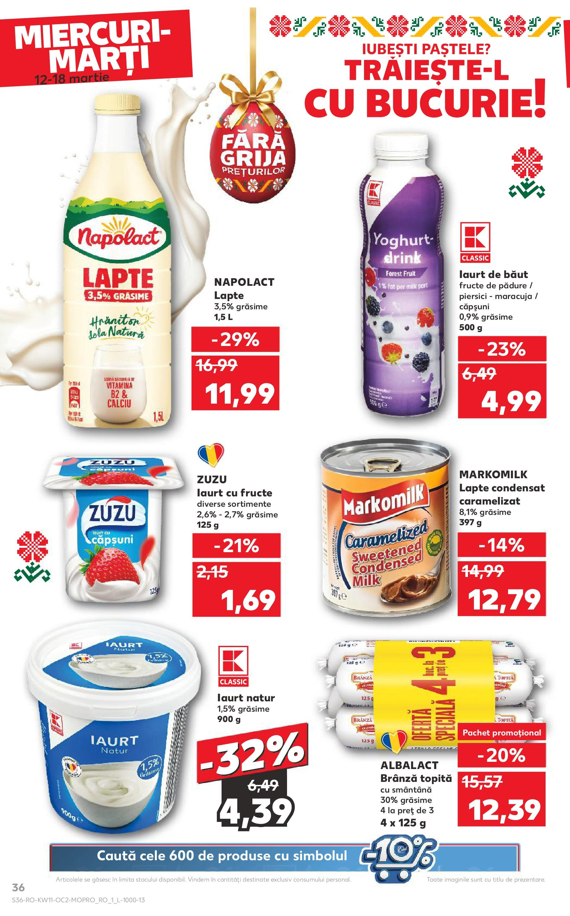 Catalog Kaufland - Bucureşti 12.03.2025 - Revista si Oferta | Pagină: 36 | Produse: Lapte, Brânză, Iaurt, Căpșuni