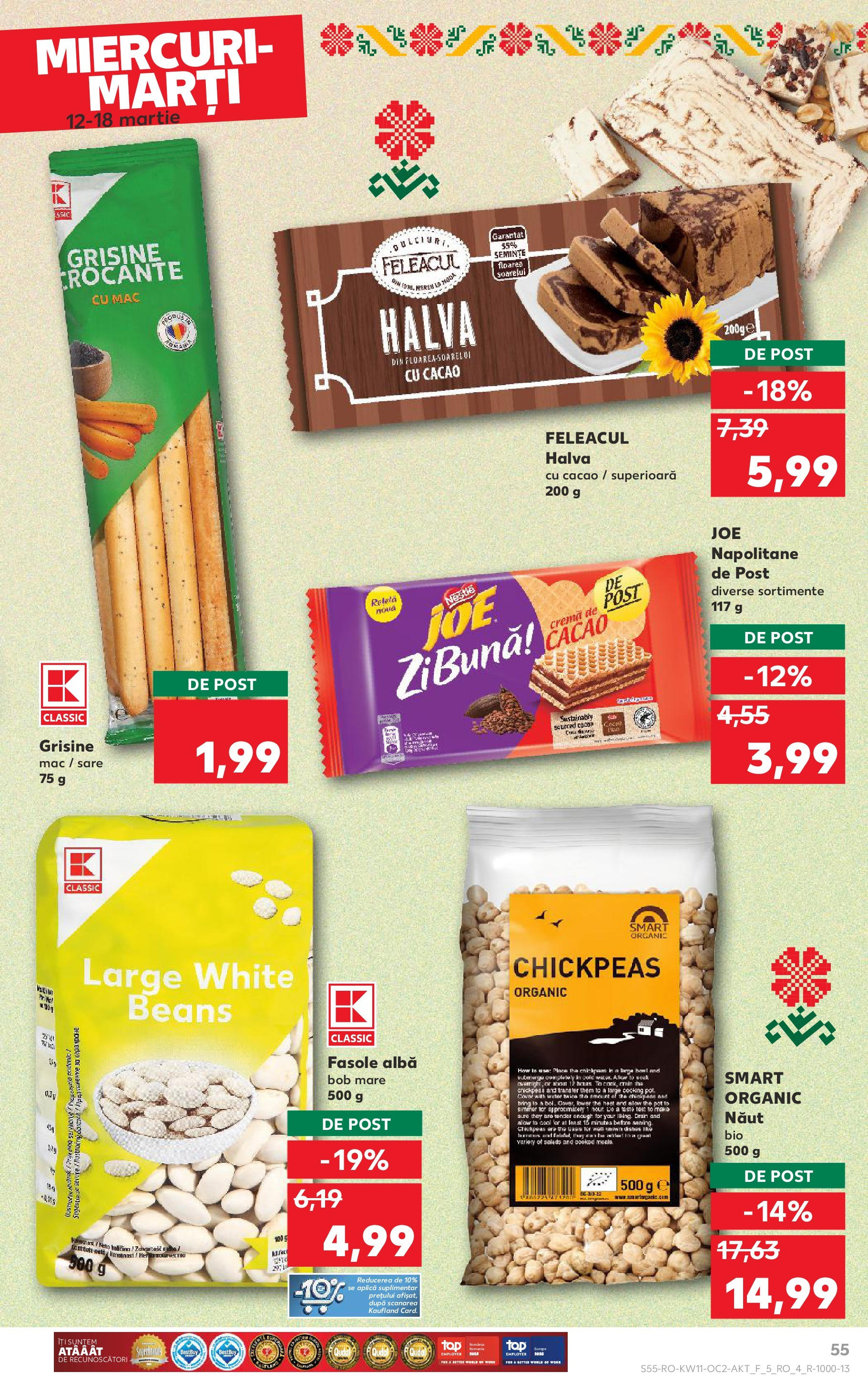 Catalog Kaufland - Bucureşti 12.03.2025 - Revista si Oferta | Pagină: 55 | Produse: Napolitane, Cacao, Fasole albă, Sare