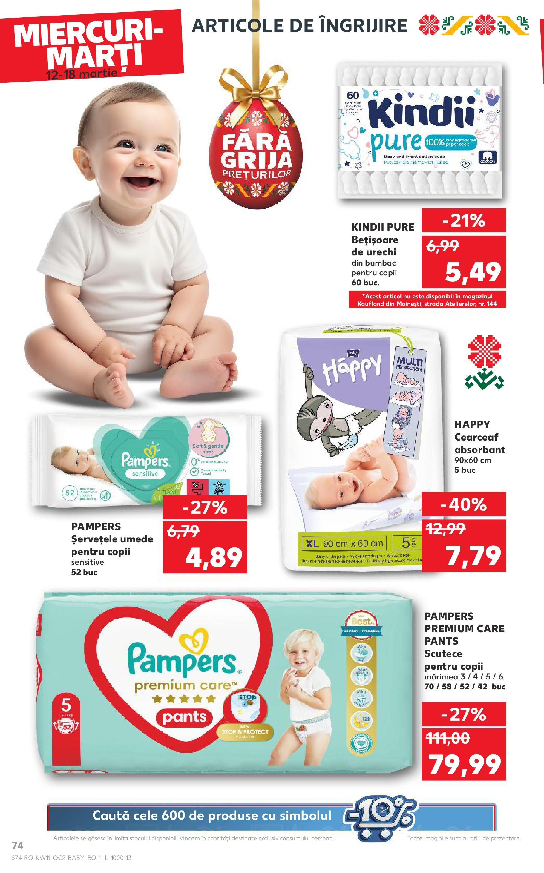 Catalog Kaufland - Bucureşti 12.03.2025 - Revista si Oferta | Pagină: 74 | Produse: Șervețele umede, Scutece