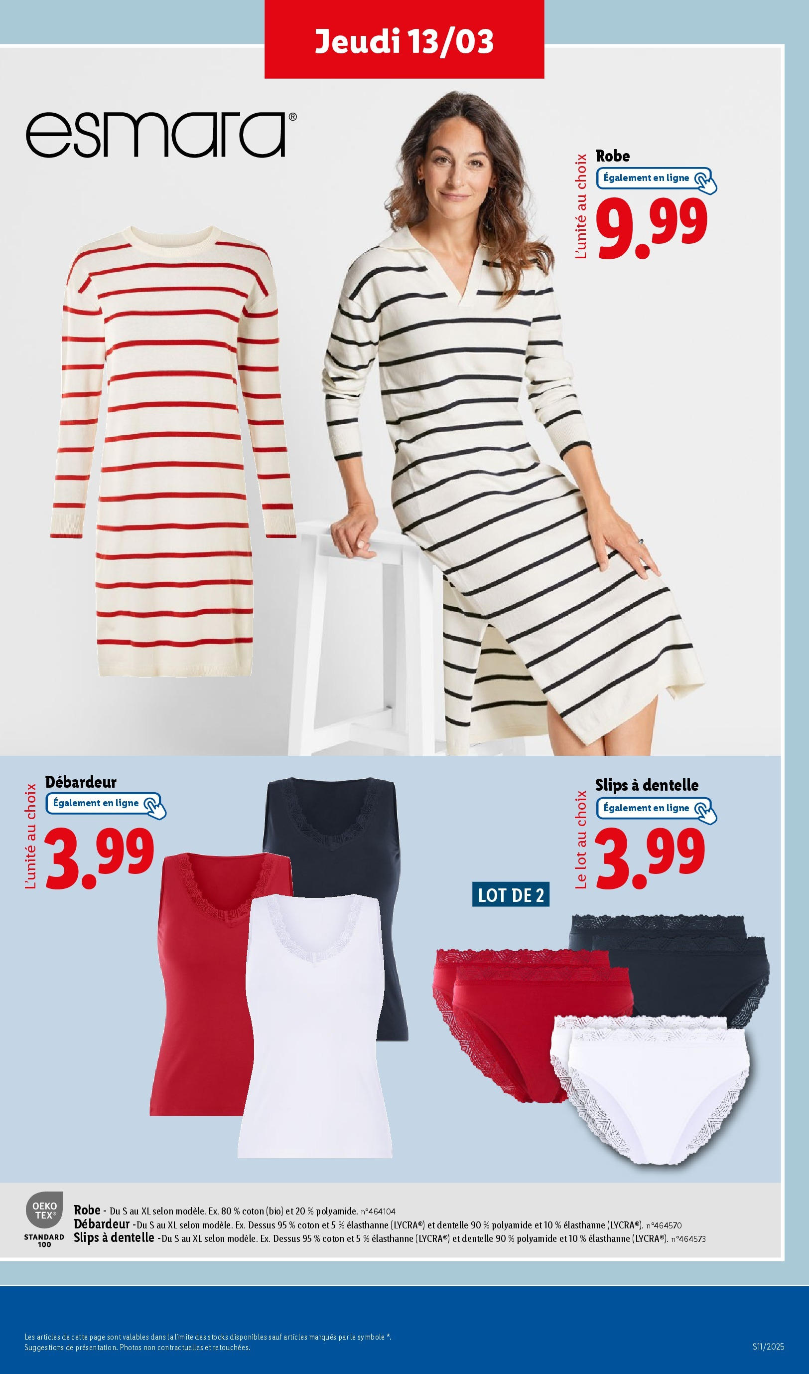 Catalogue LIDL du 12/03/2025 | Promo prospectus en ligne | Page: 41 | Produits: Robe, Coton, Débardeur, Slips