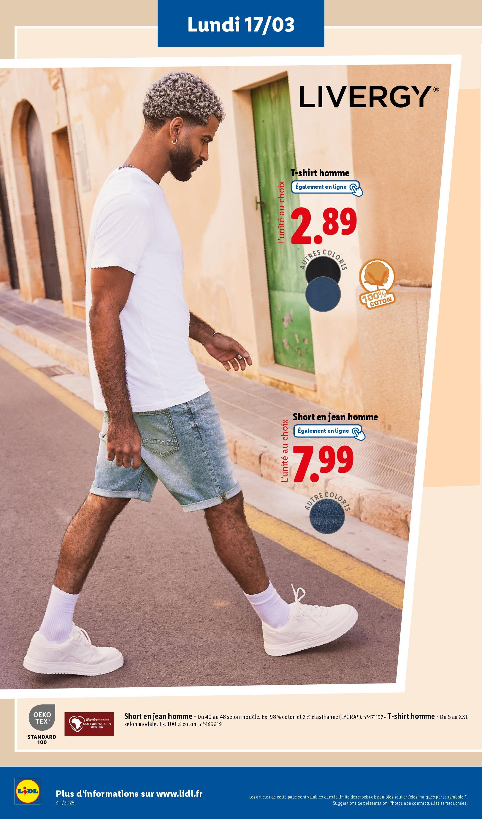 Catalogue LIDL du 12/03/2025 | Promo prospectus en ligne | Page: 58 | Produits: Coton, Short en jean