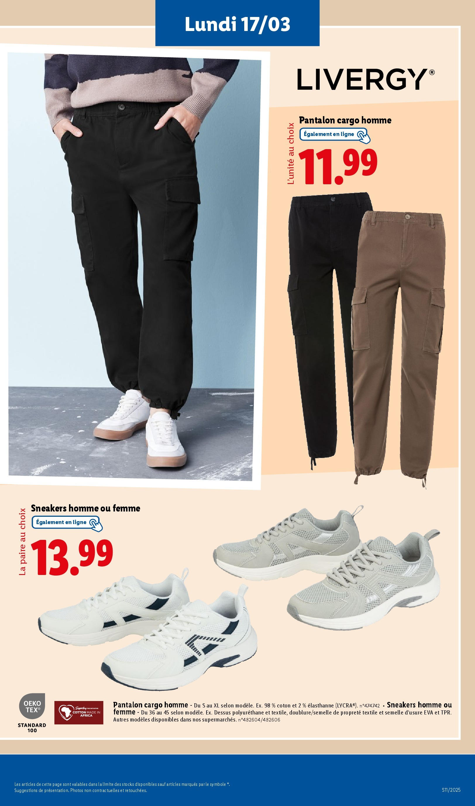 Catalogue LIDL du 12/03/2025 | Promo prospectus en ligne | Page: 59 | Produits: Coton, Pantalon