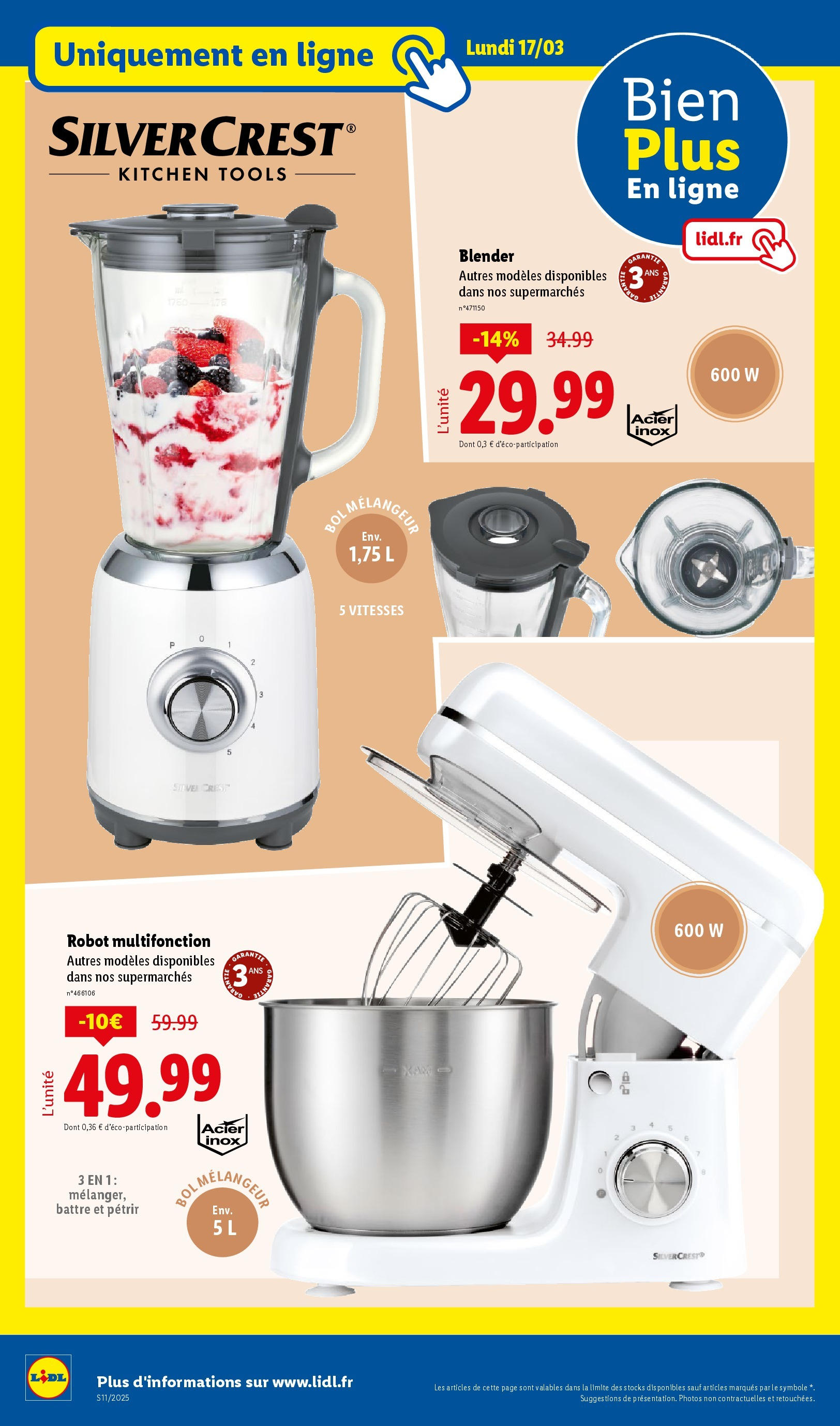 Catalogue LIDL du 12/03/2025 | Promo prospectus en ligne | Page: 64 | Produits: Blender, Robot, Bol