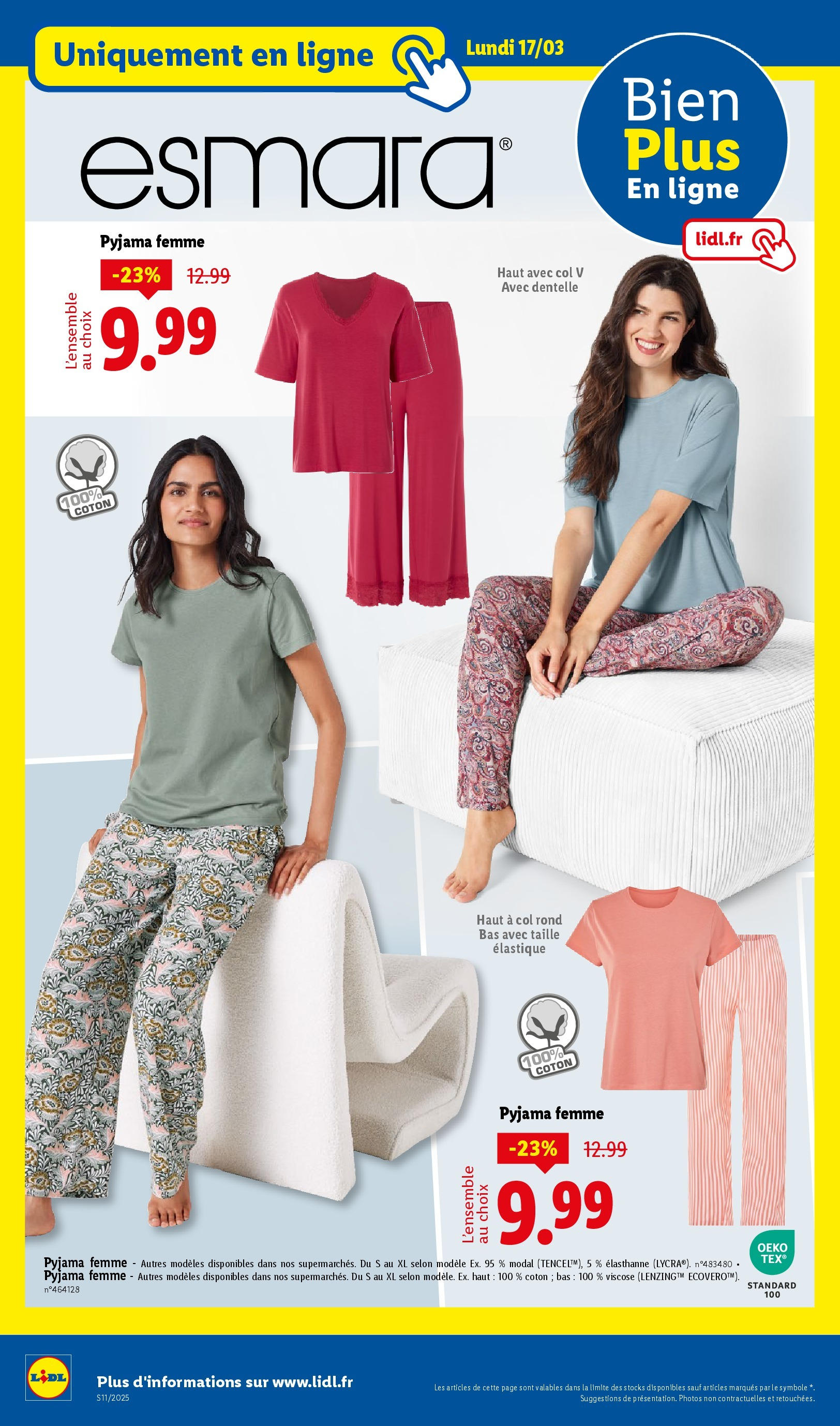 Catalogue LIDL du 12/03/2025 | Promo prospectus en ligne | Page: 66 | Produits: Coton, Pyjama femme, Pyjama