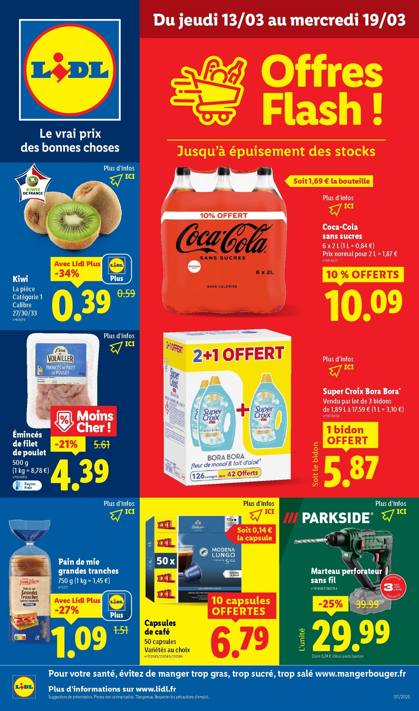 Catalogue LIDL du 12/03/2025 | Promo prospectus en ligne | Page: 1 | Produits: Pain de mie, Lait, Pain, Café