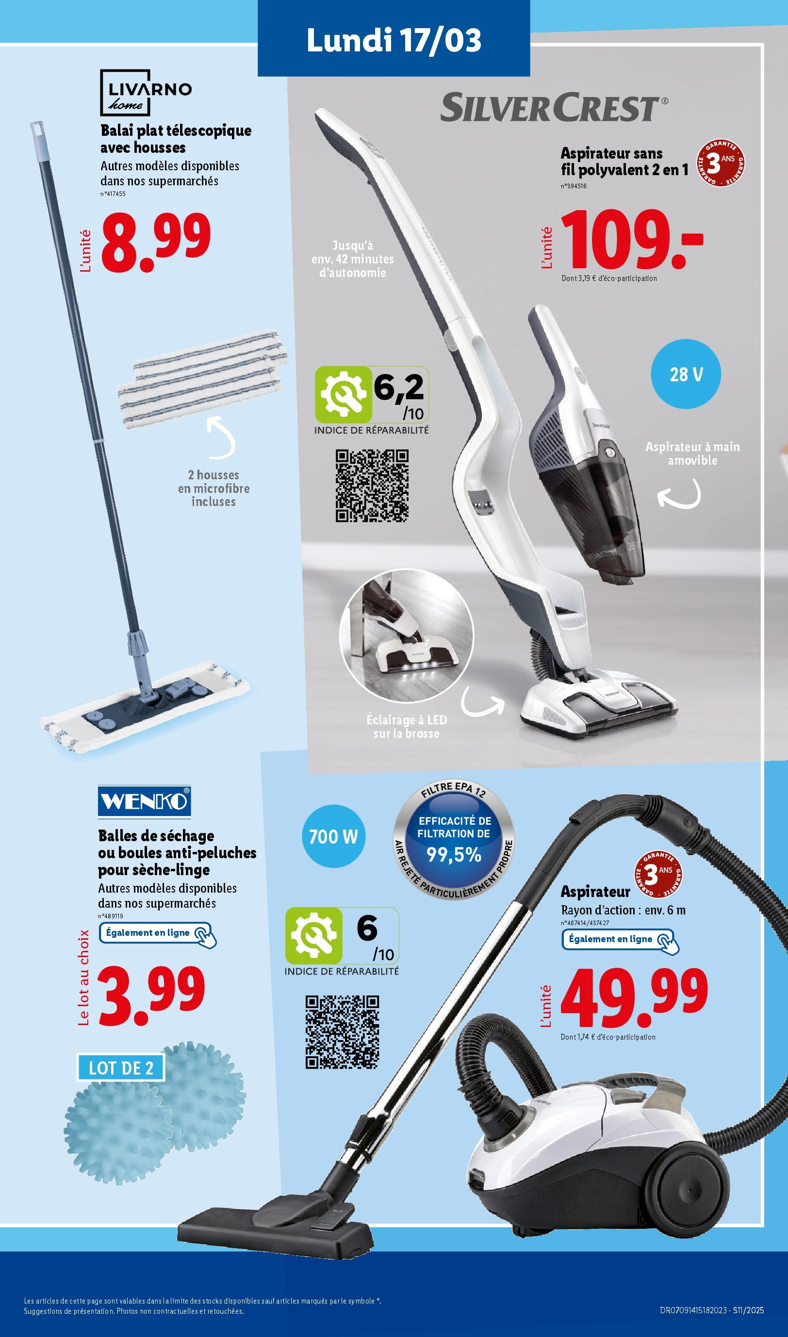 Catalogue LIDL du 12/03/2025 | Promo prospectus en ligne | Page: 57 | Produits: Aspirateur, Brosse, Balai