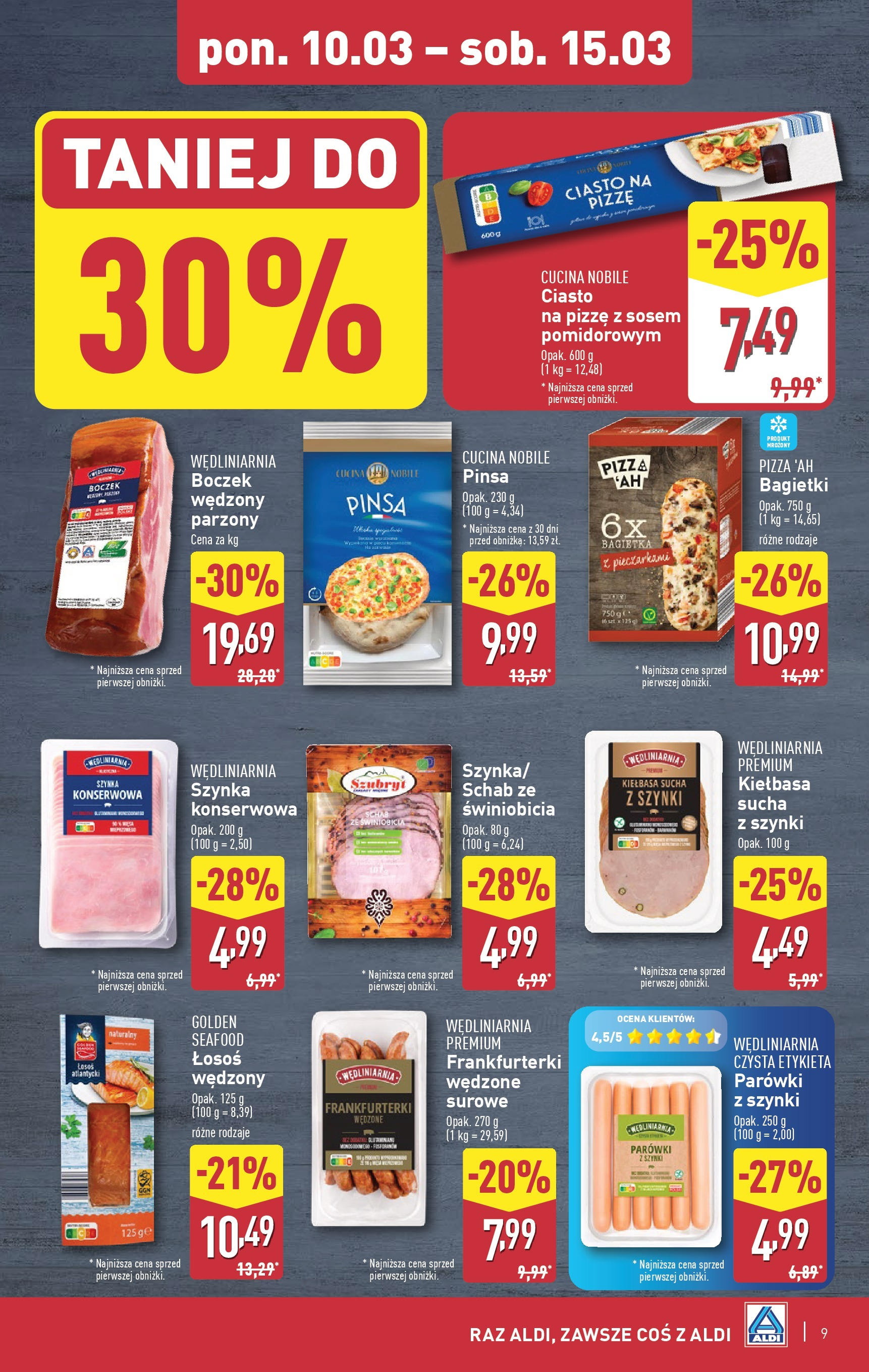 Aldi Gazetka od 10.03.2025 - Ulotka PDF, promocje | Strona: 9 | Produkty: Ciasto, Boczek, Ciasto na pizze, Pizza