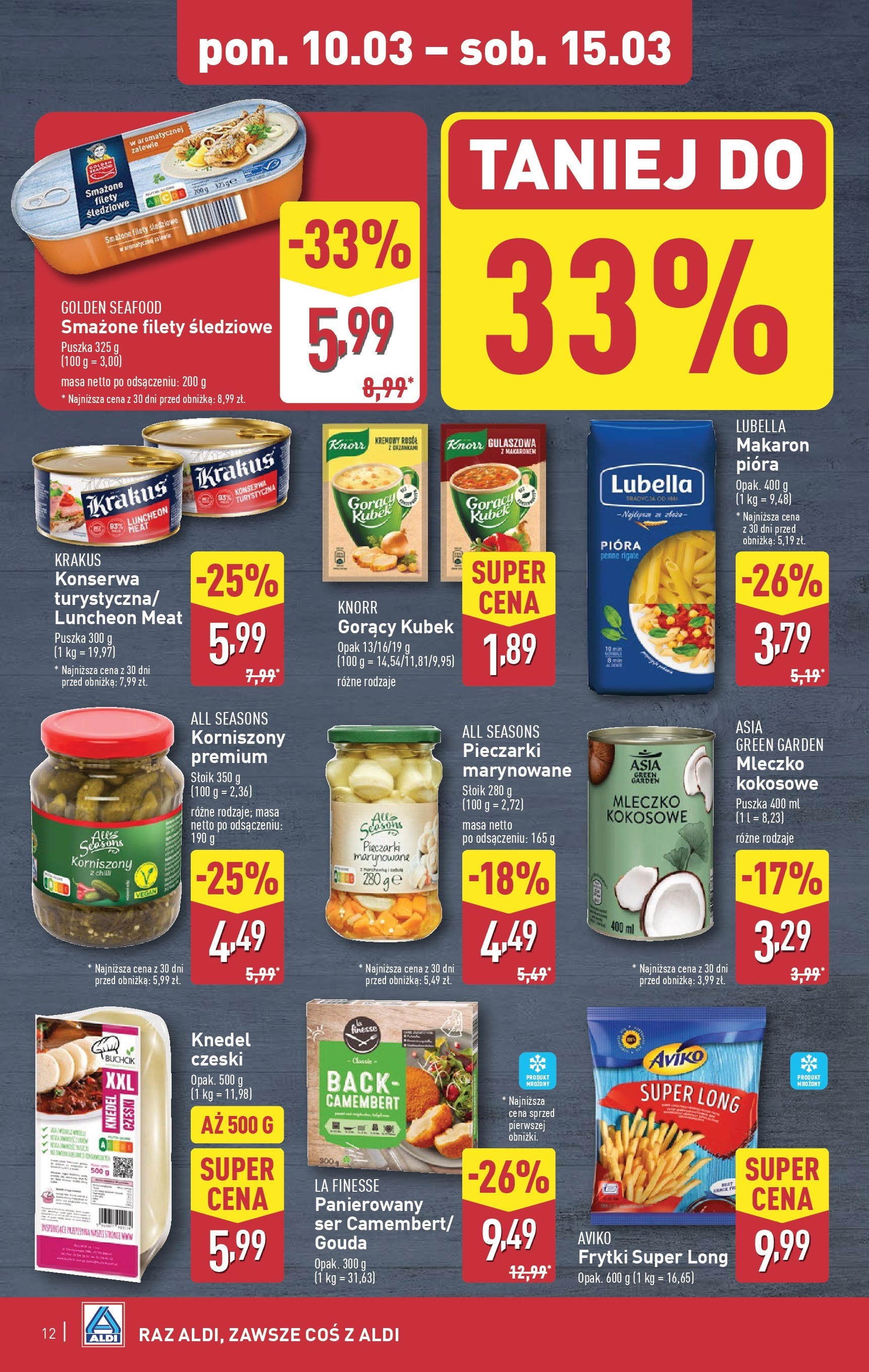 Aldi Gazetka od 10.03.2025 - Ulotka PDF, promocje | Strona: 12 | Produkty: Gorący kubek, Camembert, Ser, Makaron