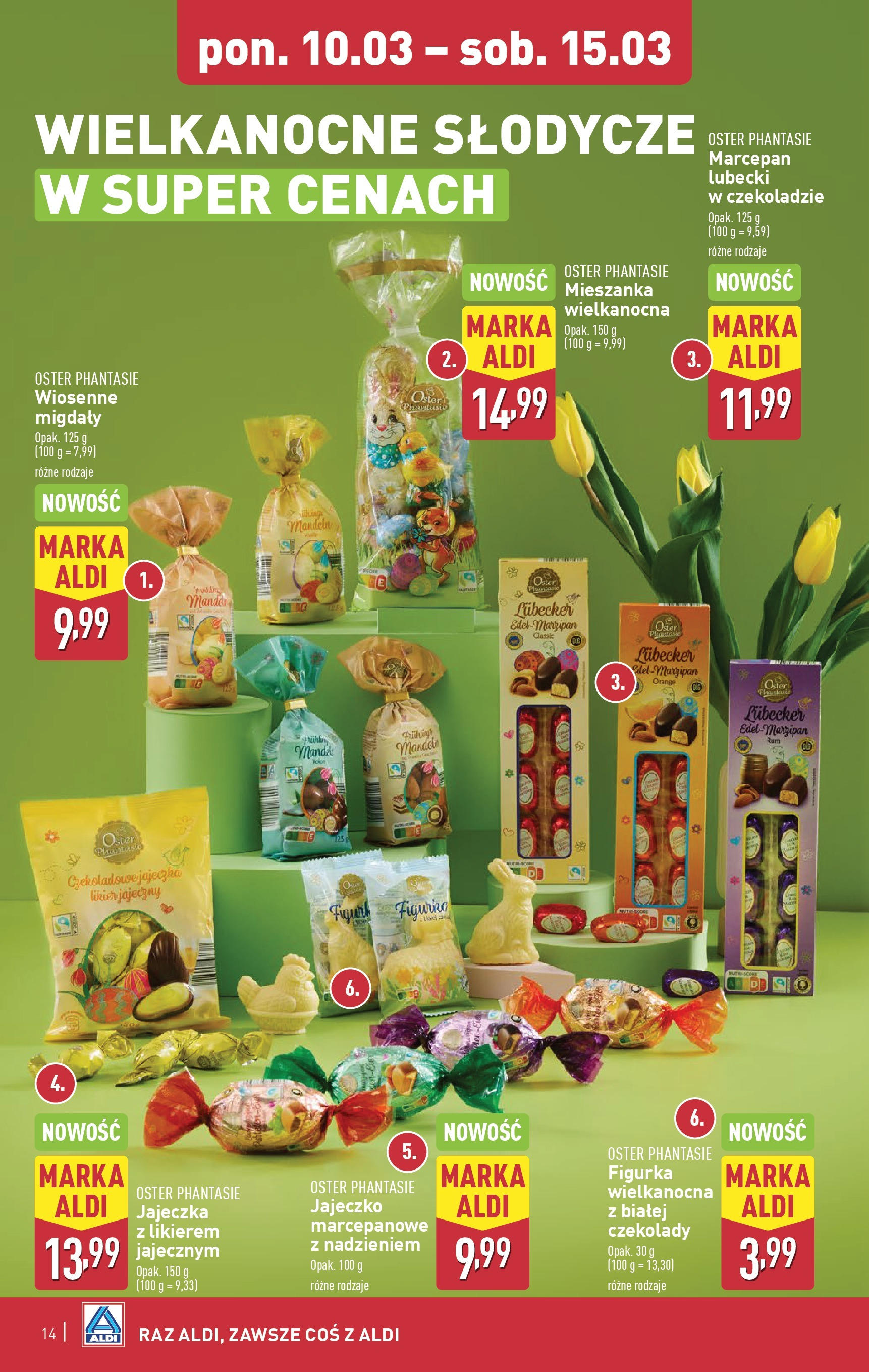 Aldi Gazetka od 10.03.2025 - Ulotka PDF, promocje | Strona: 14 | Produkty: Czekolady, Słodycze