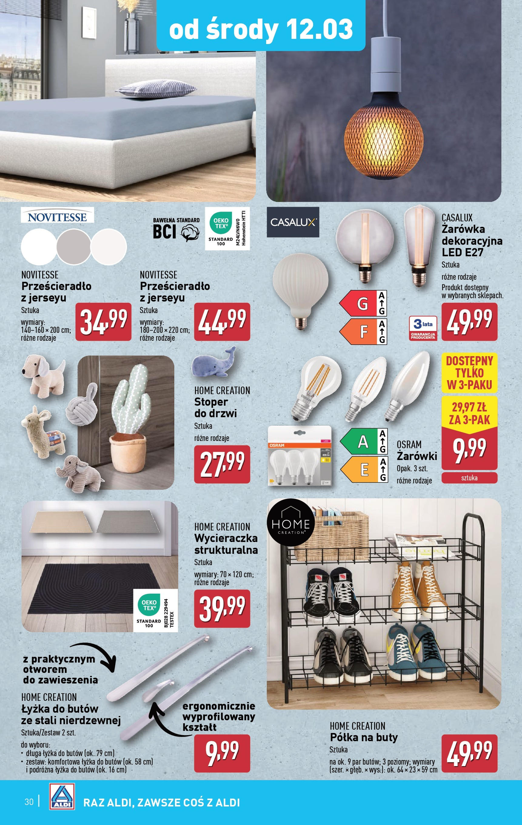 Aldi Gazetka od 10.03.2025 - Ulotka PDF, promocje | Strona: 30 | Produkty: Buty, Półka, Wycieraczka, Żarówki