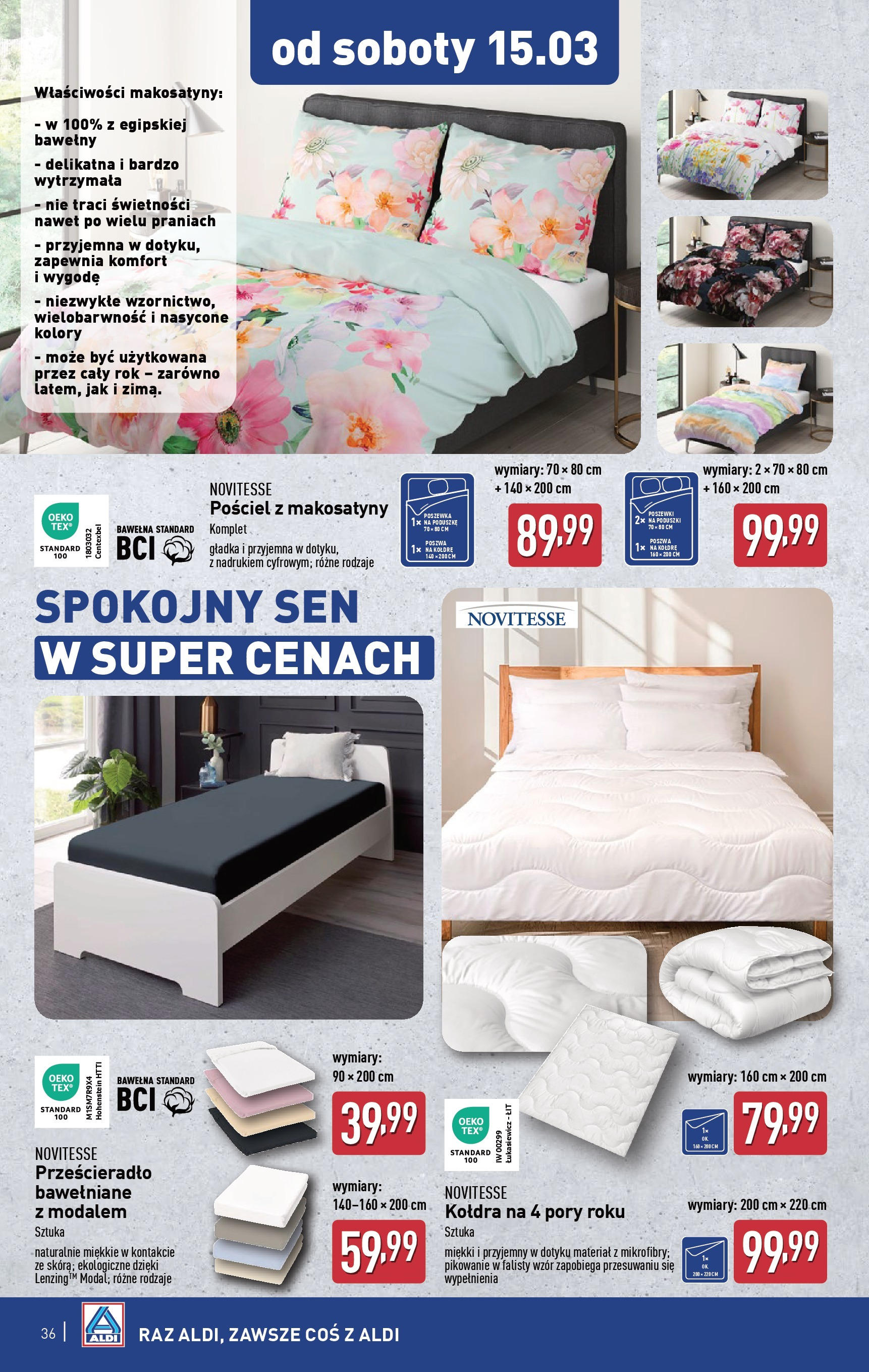 Aldi Gazetka od 10.03.2025 - Ulotka PDF, promocje | Strona: 36 | Produkty: Pościel, Kołdra