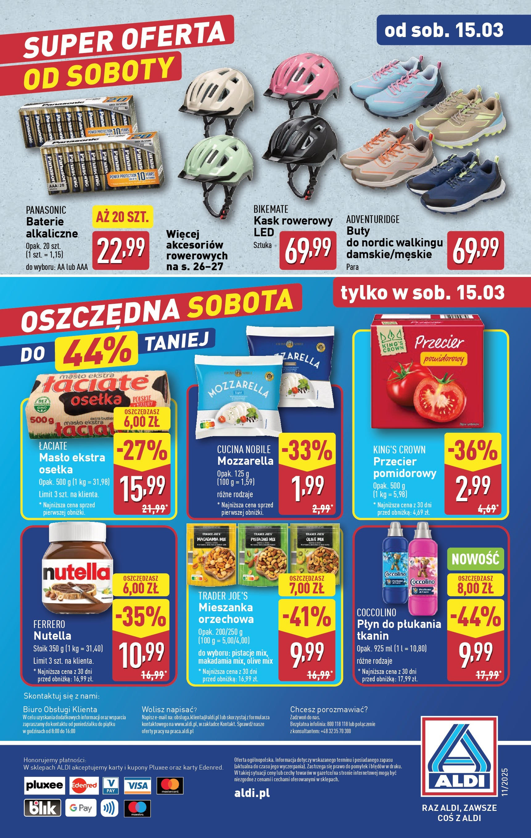 Aldi Gazetka od 10.03.2025 - Ulotka PDF, promocje | Strona: 40 | Produkty: Osełka, Buty, Nutella, Baterie