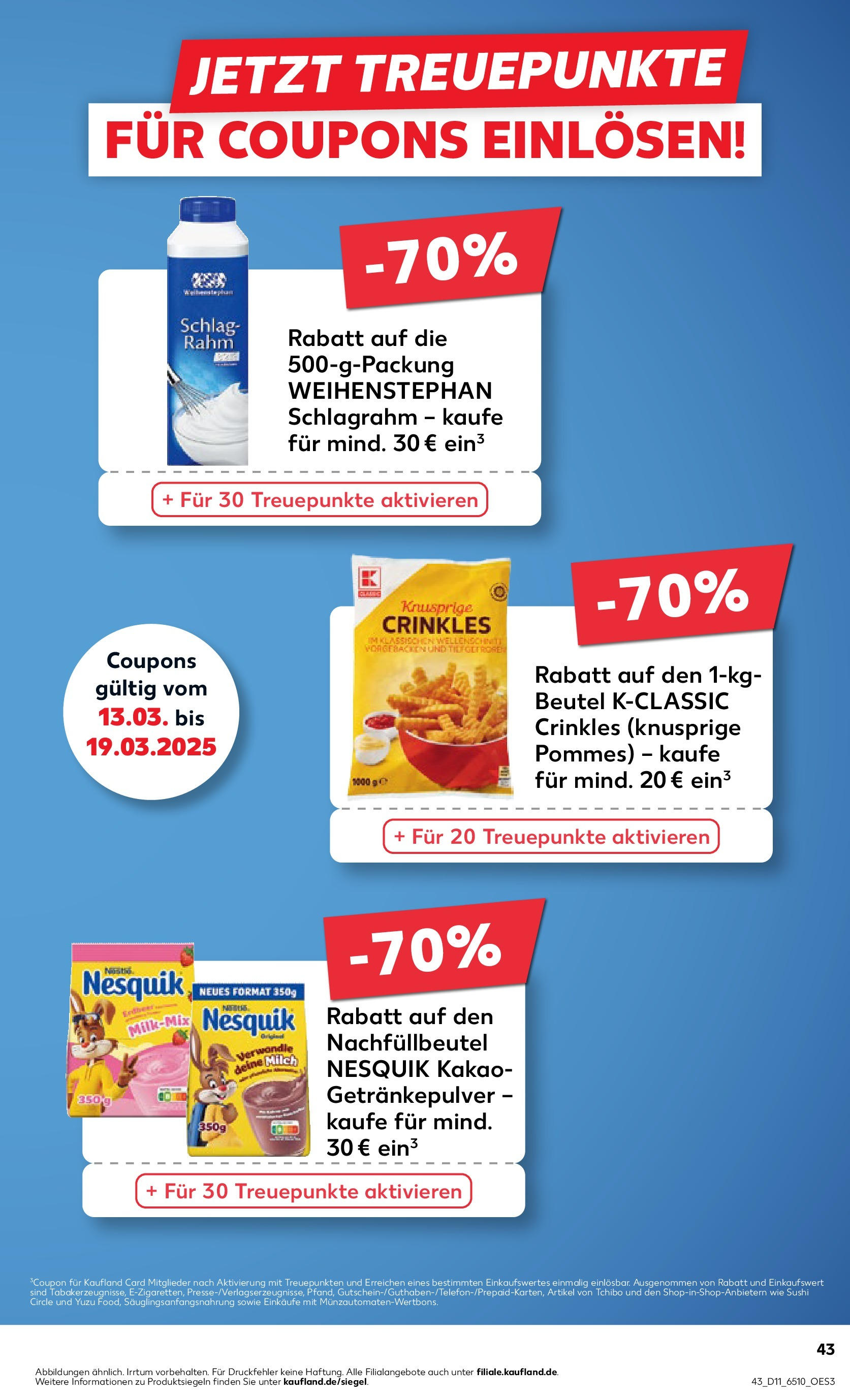 Kaufland - Oberhausen, Concordiastraße 32 (ab 13.03.2025) » Angebote Online zum Blättern | Seite: 43 | Produkte: Nesquik, Milch, Pommes