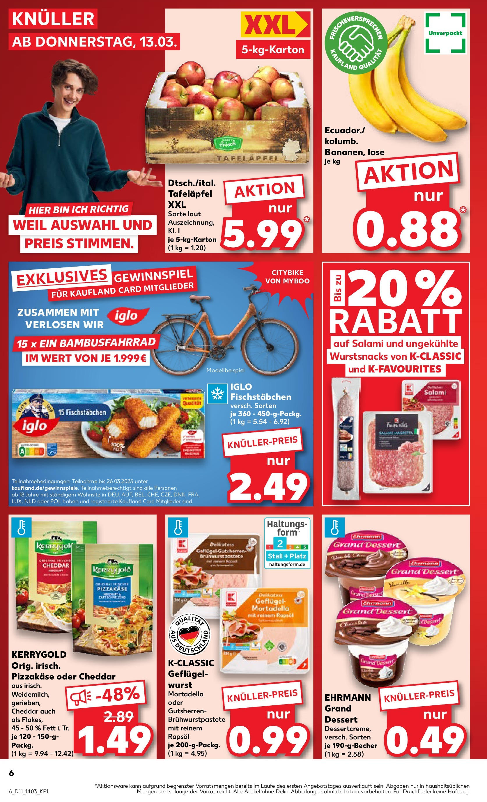 Kaufland - Oberhausen, Concordiastraße 32 (ab 13.03.2025) » Angebote Online zum Blättern | Seite: 6 | Produkte: Rapsöl, Iglo, Wurst, Salami