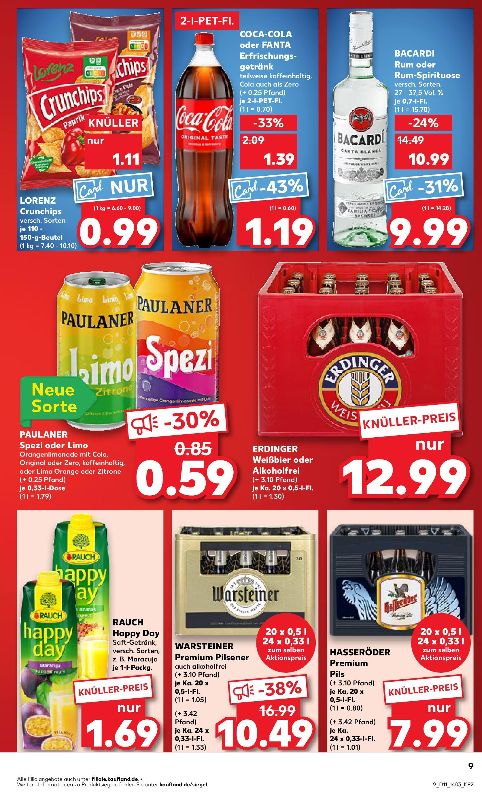 Kaufland - Oberhausen, Concordiastraße 32 (ab 13.03.2025) » Angebote Online zum Blättern | Seite: 9 | Produkte: Rum, Pils, Warsteiner, Paulaner