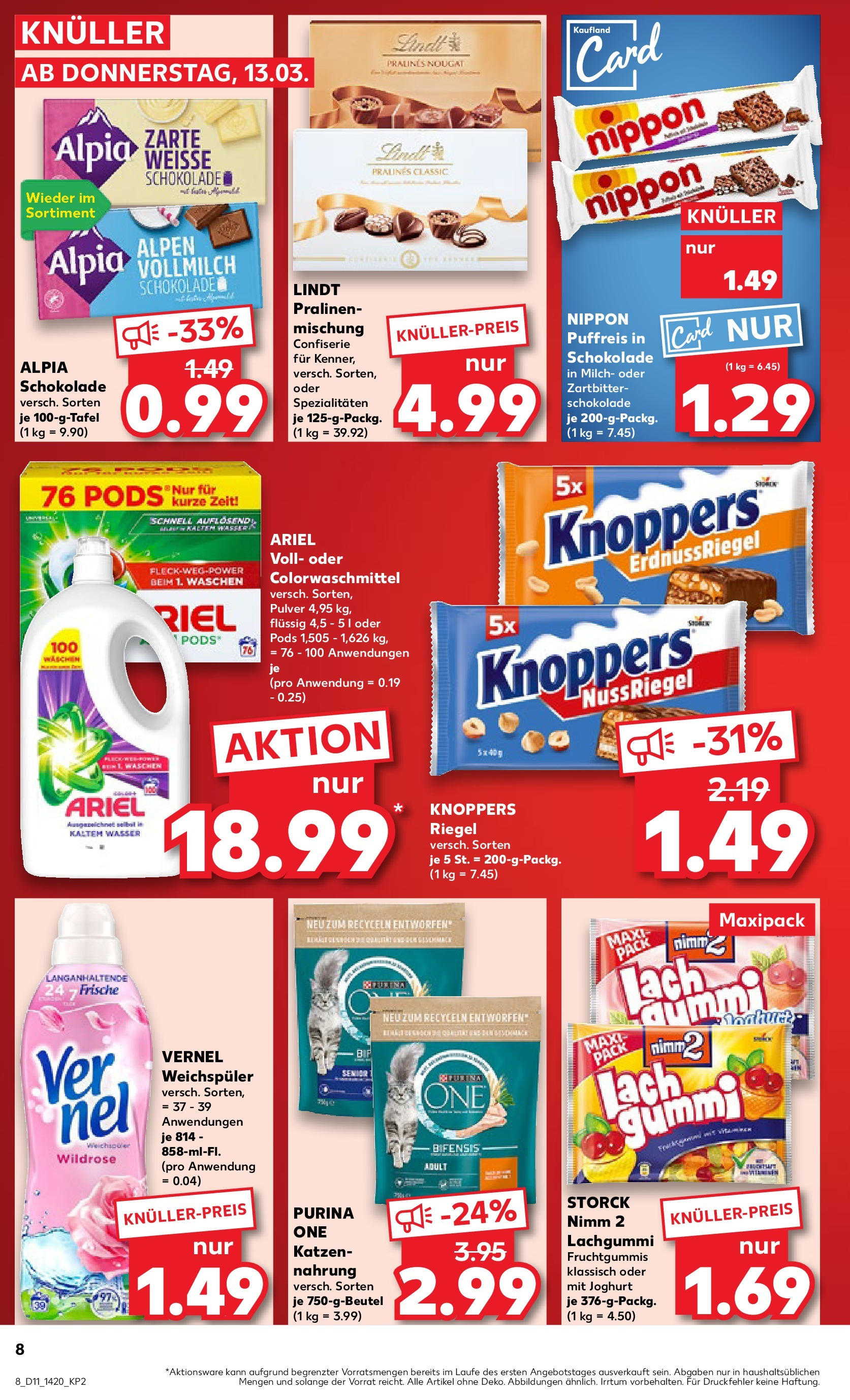 Kaufland - Kaufland: Wochenangebote (ab 12.03.2025) » Angebote Online zum Blättern | Seite: 8 | Produkte: Milch, Joghurt, Ariel, Schokolade