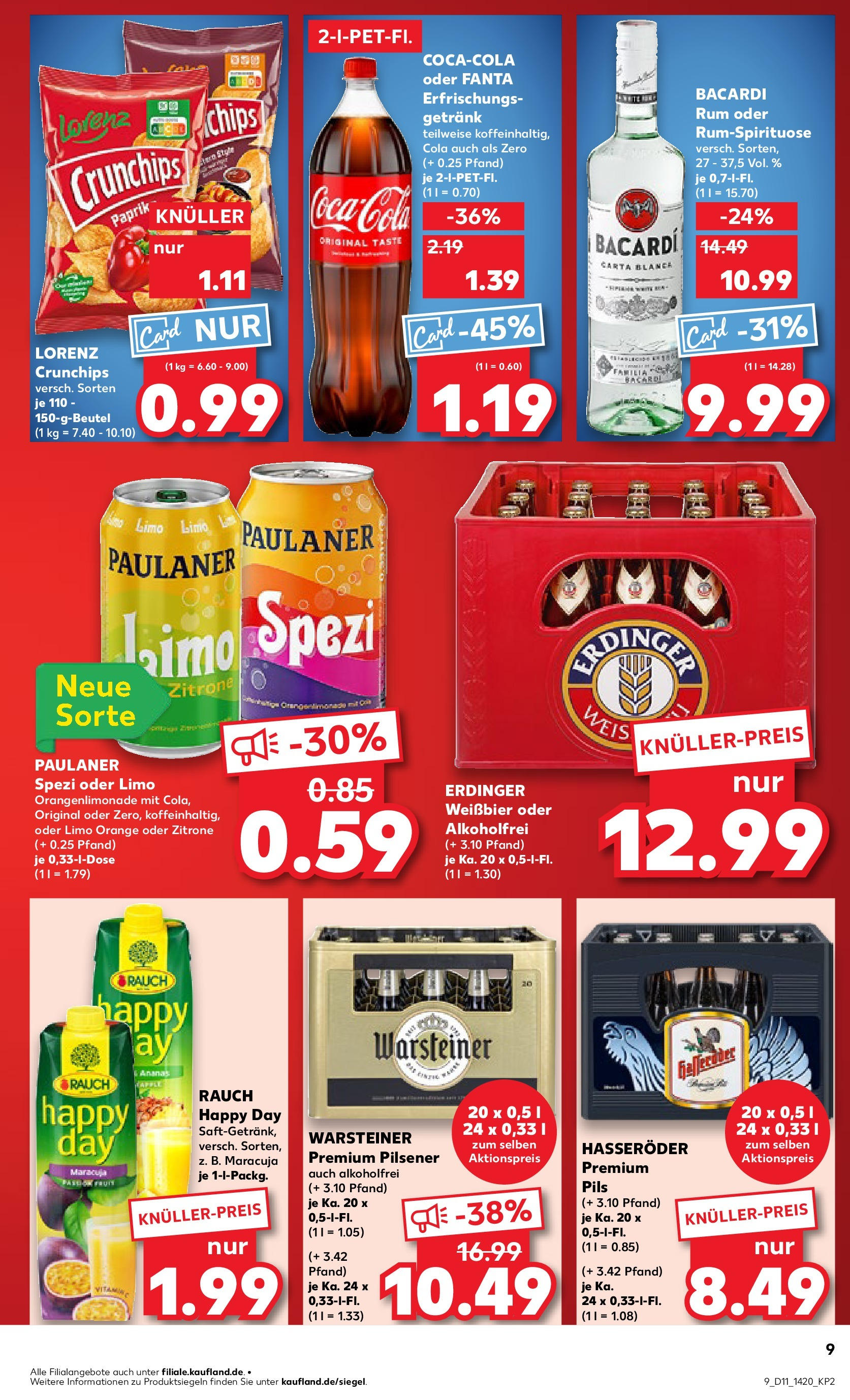 Kaufland - Kaufland: Wochenangebote (ab 12.03.2025) » Angebote Online zum Blättern | Seite: 9 | Produkte: Fanta, Erdinger, Paulaner spezi, Chips