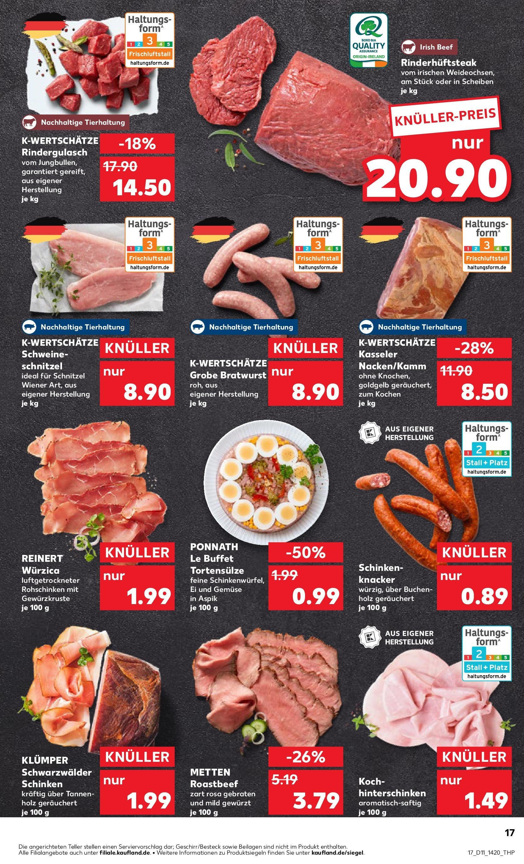 Kaufland - Kaufland: Wochenangebote (ab 12.03.2025) » Angebote Online zum Blättern | Seite: 17 | Produkte: Rindergulasch, Bratwurst, Roastbeef, Gemüse