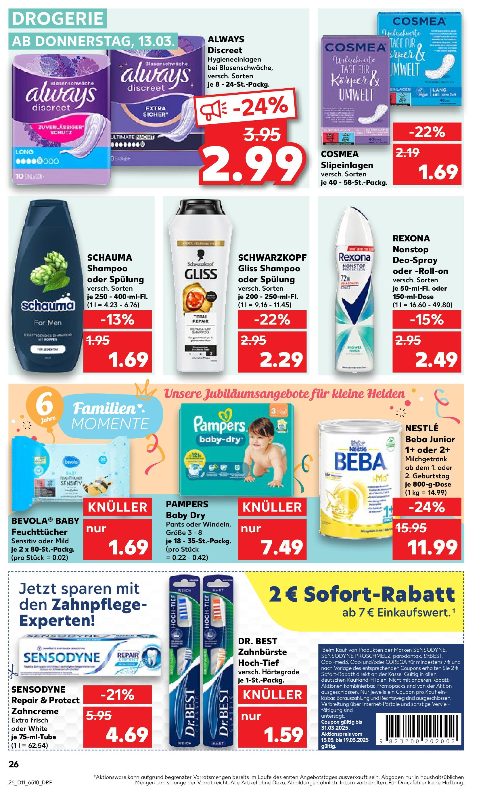 Kaufland - Kaufland: Wochenangebote (ab 12.03.2025) » Angebote Online zum Blättern | Seite: 26 | Produkte: Shampoo, Spülung, Zahnbürste, Deospray