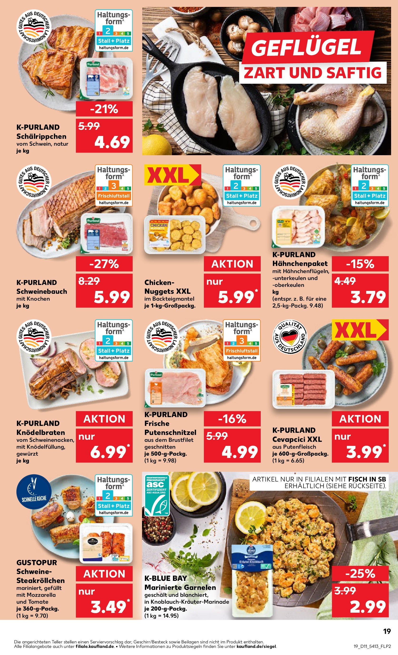 Kaufland - Kaufland: Wochenangebote (ab 12.03.2025) » Angebote Online zum Blättern | Seite: 19 | Produkte: Schweinebauch, Cevapcici, Garnelen, Putenschnitzel