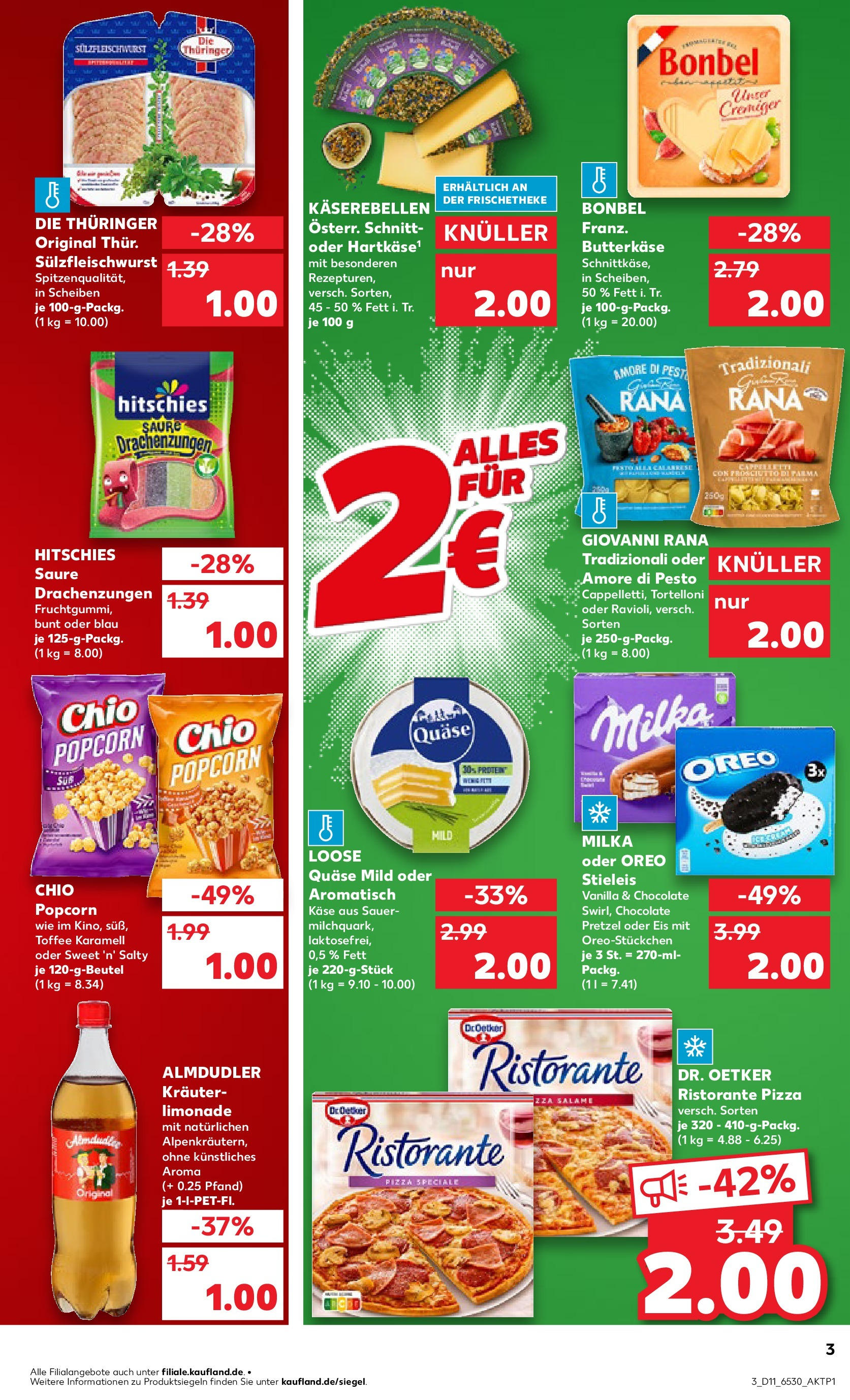 Kaufland - Quedlinburg, Badeborner Weg 2 (ab 13.03.2025) » Angebote Online zum Blättern | Seite: 3 | Produkte: Ristorante, Limonade, Milka, Pizza