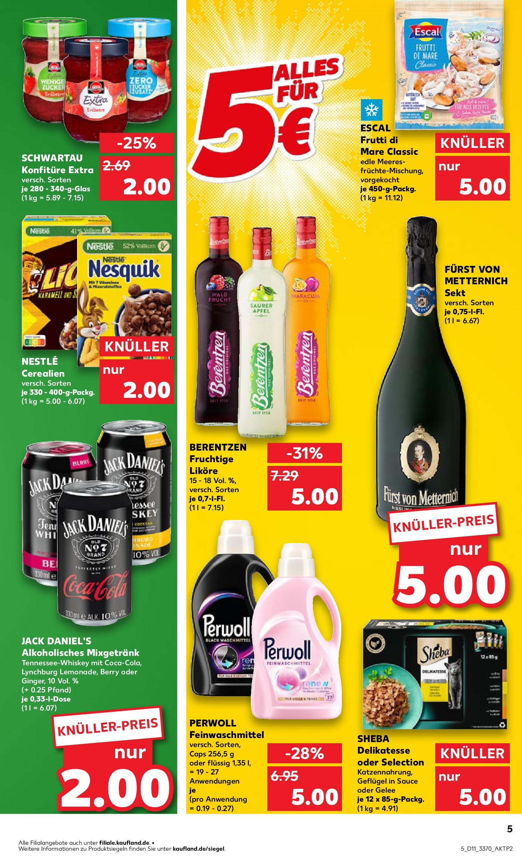 Kaufland - Berlin-Moabit, Perleberger Straße 42 A (ab 13.03.2025) » Angebote Online zum Blättern | Seite: 5 | Produkte: Nesquik, Sheba, Sekt, Jack Daniel's