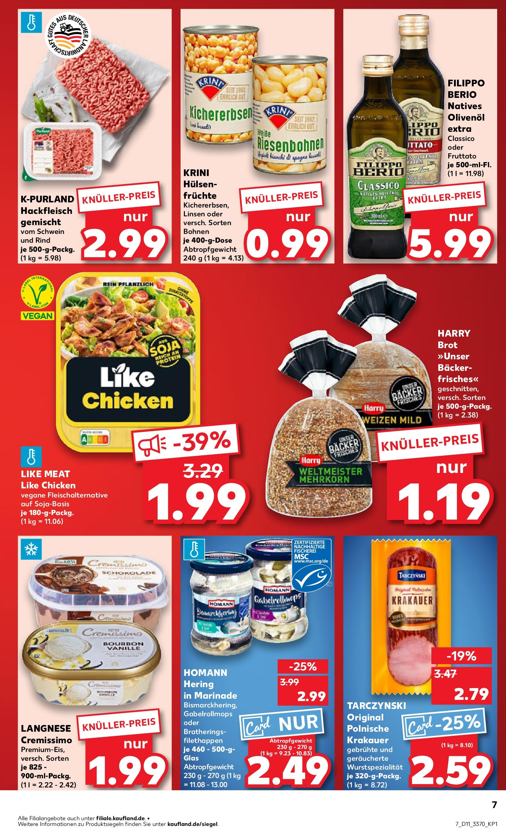 Kaufland - Kaufland: Wochenangebote (ab 12.03.2025) » Angebote Online zum Blättern | Seite: 7 | Produkte: Cremissimo, Olivenol, Like meat, Brot