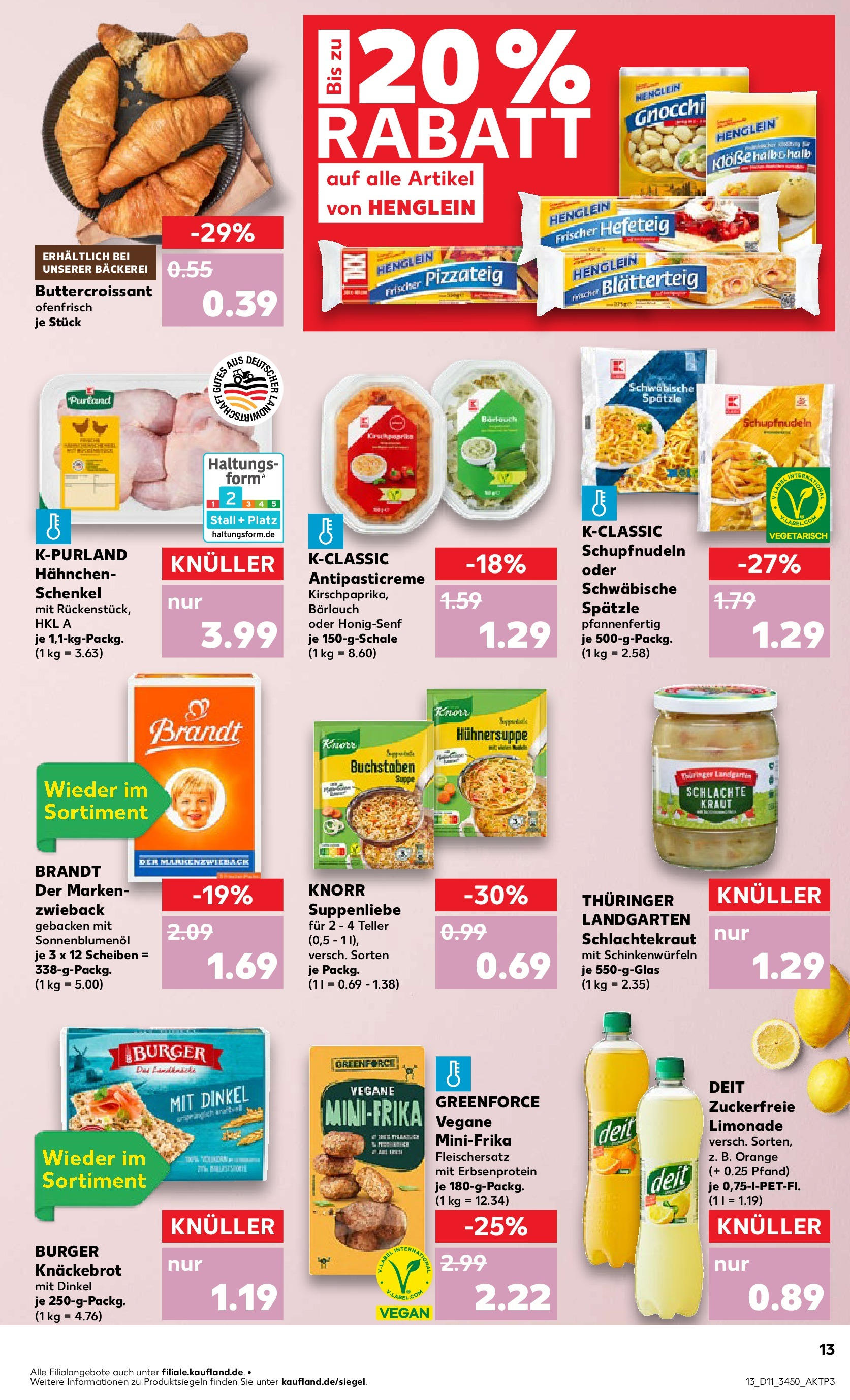 Kaufland - Kaufland: Wochenangebote (ab 12.03.2025) » Angebote Online zum Blättern | Seite: 13 | Produkte: Bäckerei, Burger, Limonade, Kraut