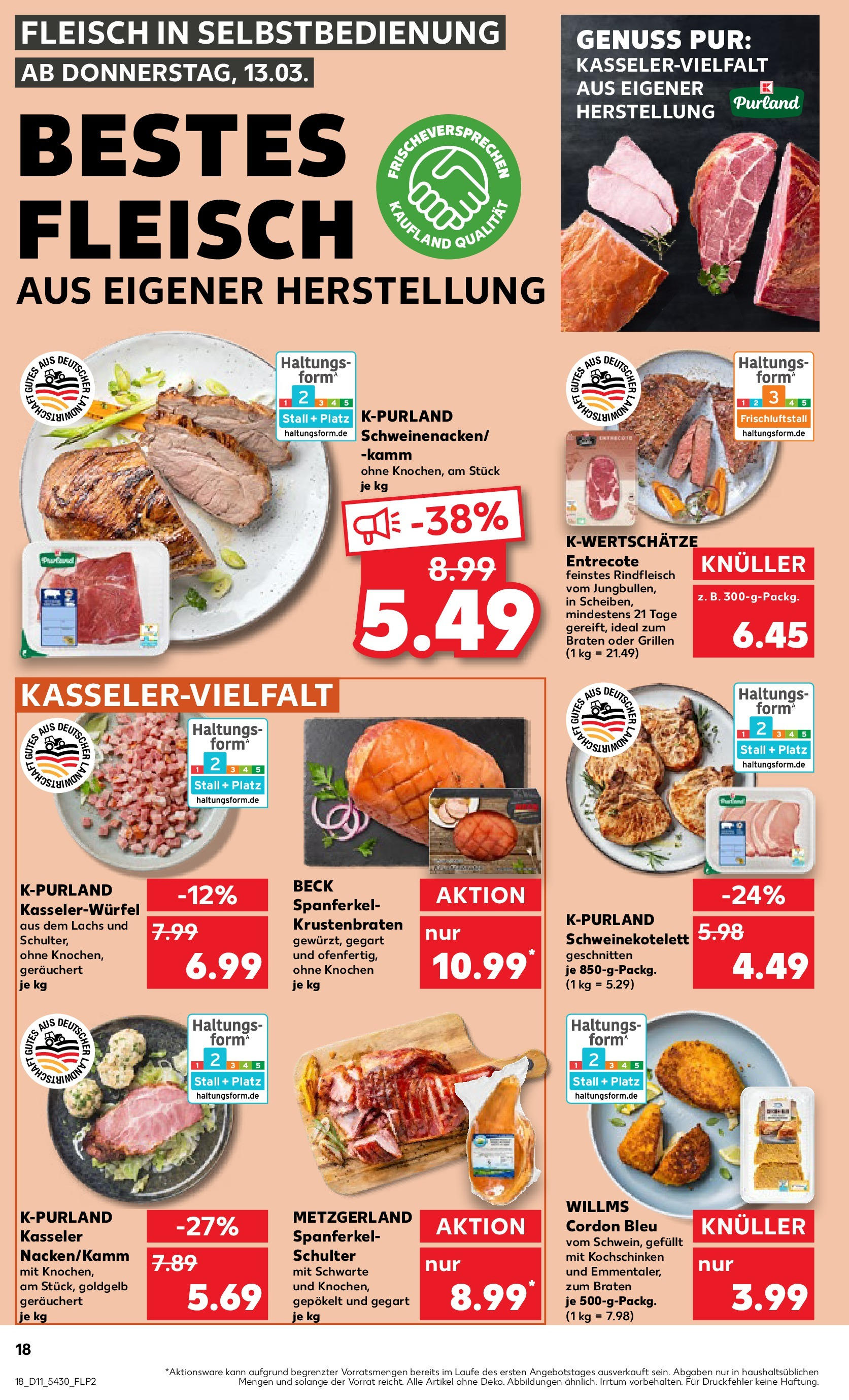 Kaufland - Kaufland: Wochenangebote (ab 12.03.2025) » Angebote Online zum Blättern | Seite: 18 | Produkte: Krustenbraten, Entrecote, Lachs, Rindfleisch