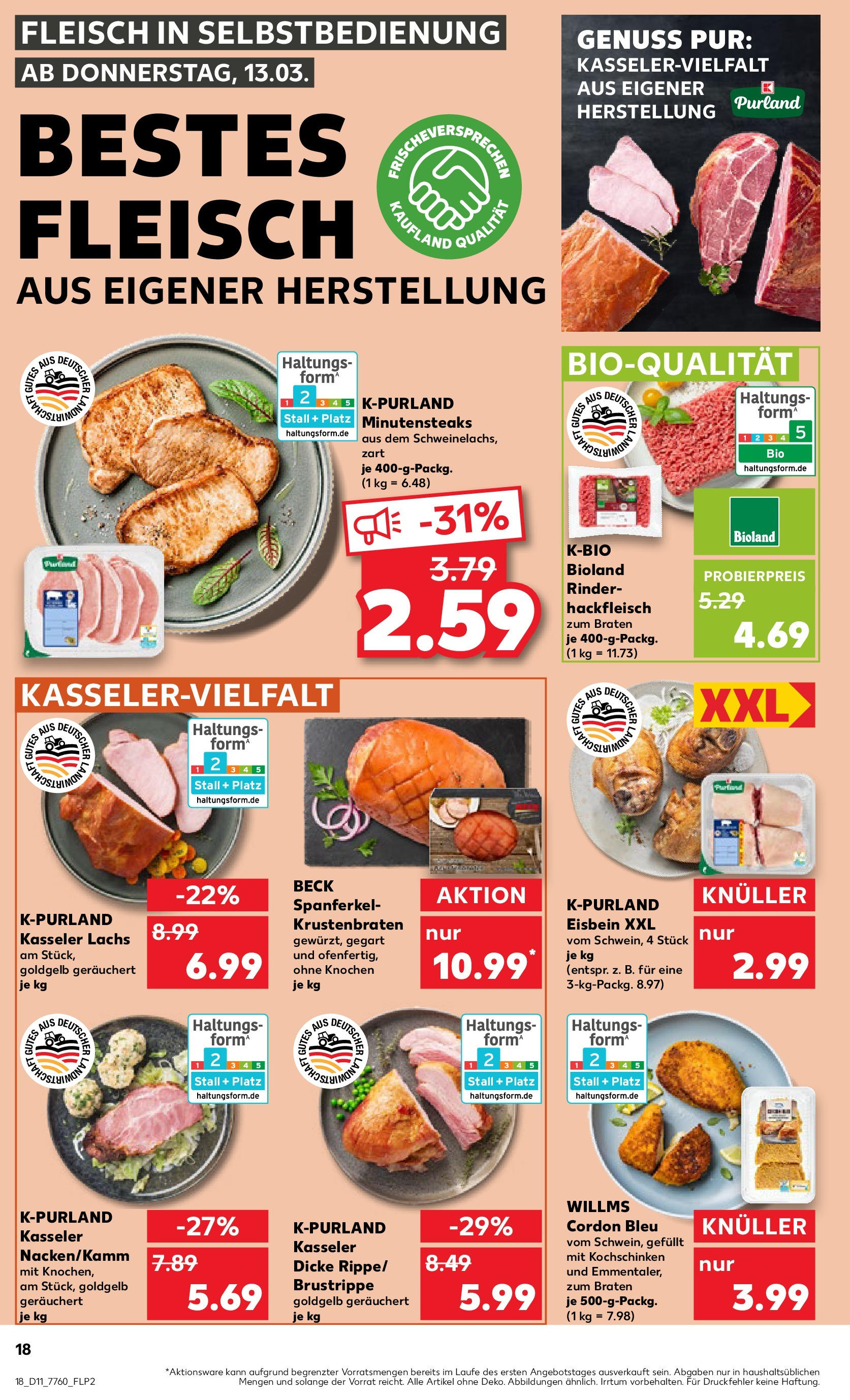 Kaufland - Peißenberg, Schongauer Straße 20 (ab 13.03.2025) » Angebote Online zum Blättern | Seite: 18 | Produkte: Krustenbraten, Lachs, Fleisch, Hackfleisch