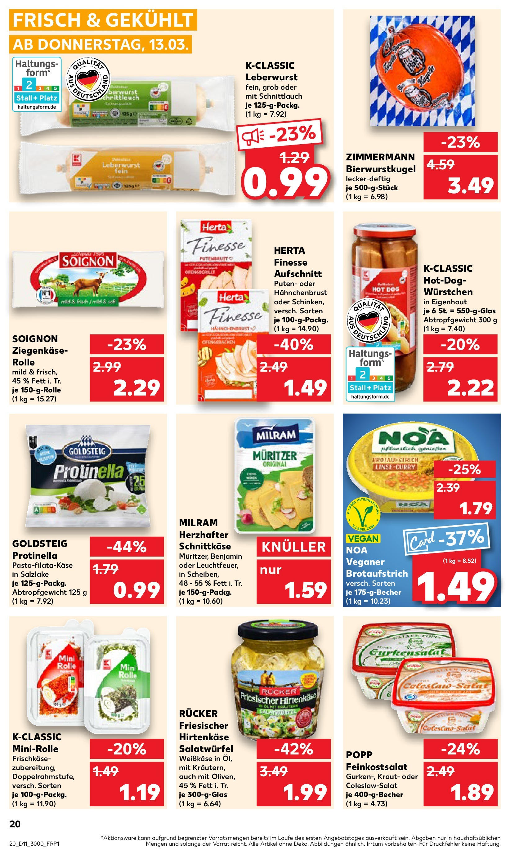 Kaufland - Giengen an der Brenz, Marktstraße 86 (ab 13.03.2025) » Angebote Online zum Blättern | Seite: 20 | Produkte: Milram, Kraut, Herta finesse, Hahnchenbrust