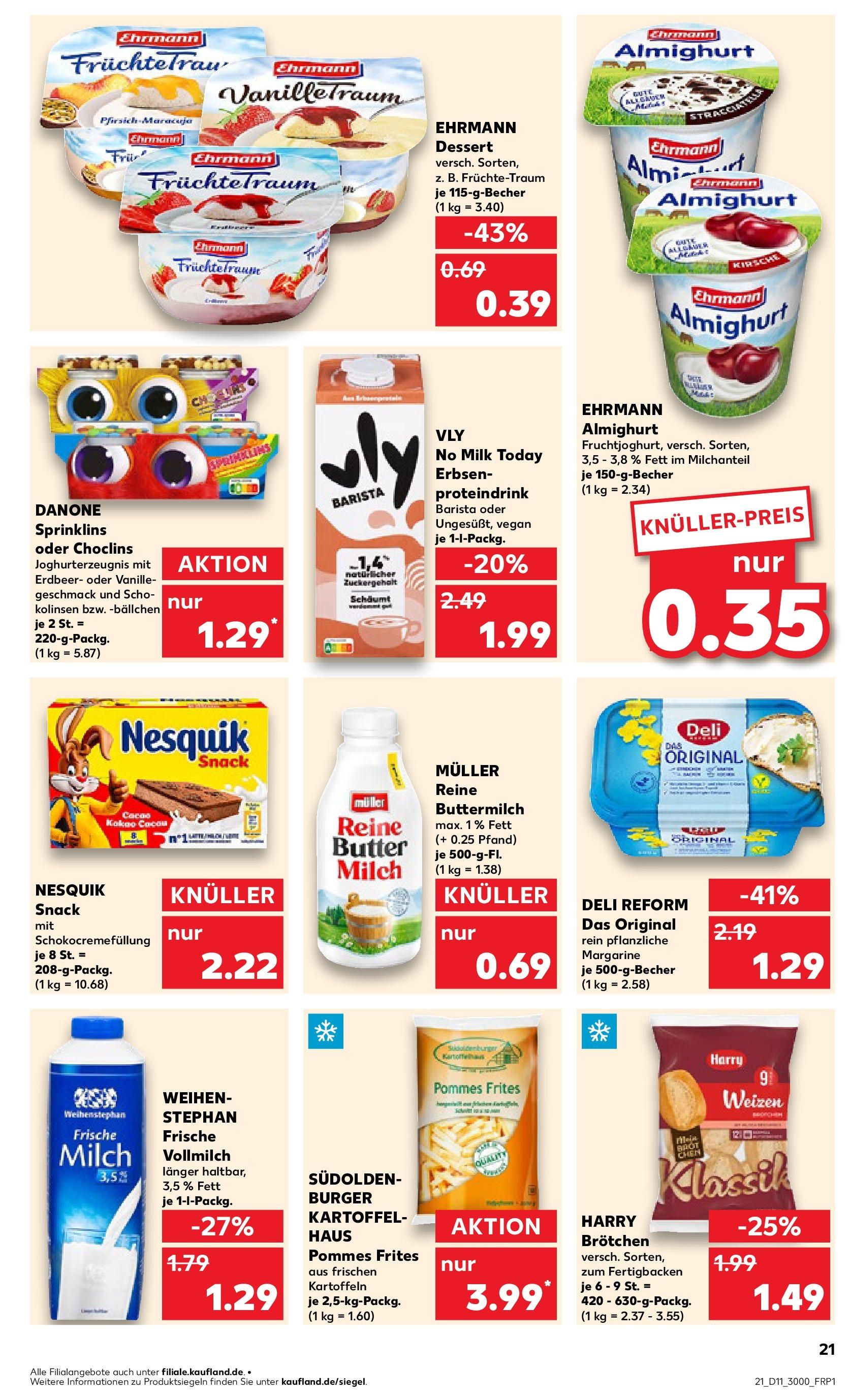 Kaufland - Kaufland: Wochenangebote (ab 12.03.2025) » Angebote Online zum Blättern | Seite: 21 | Produkte: Buttermilch, Pommes, Burger, Deli reform