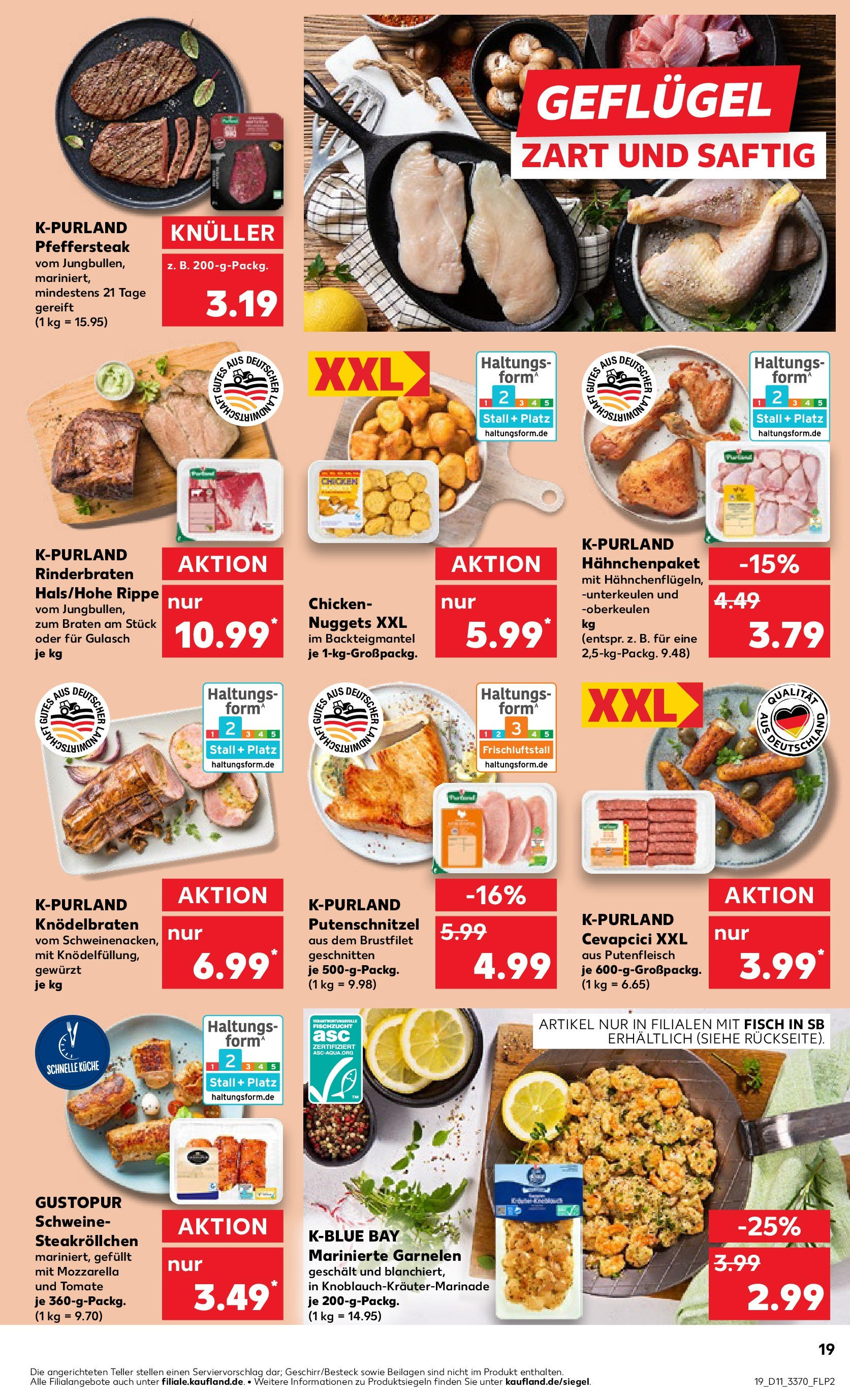 Kaufland - Kaufland: Wochenangebote (ab 12.03.2025) » Angebote Online zum Blättern | Seite: 19 | Produkte: Rinderbraten, Küche, Fisch, Putenschnitzel