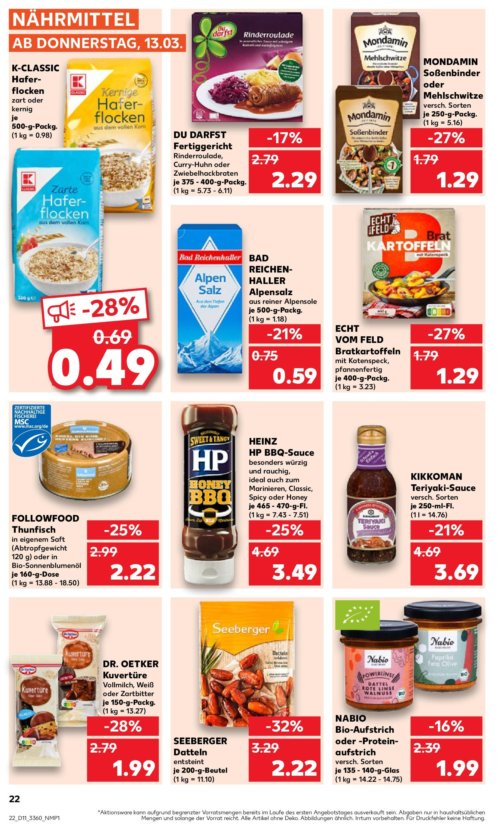 Kaufland - Quedlinburg, Badeborner Weg 2 (ab 13.03.2025) » Angebote Online zum Blättern | Seite: 22 | Produkte: Paprika, Salz, Dattel, Flocken