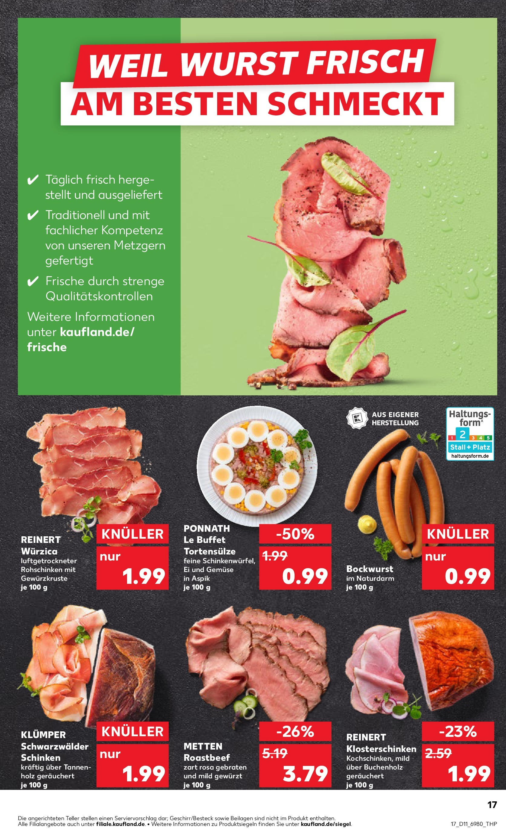 Kaufland - Kaufland: Wochenangebote (ab 12.03.2025) » Angebote Online zum Blättern | Seite: 17 | Produkte: Bockwurst, Roastbeef, Gemüse, Schinken