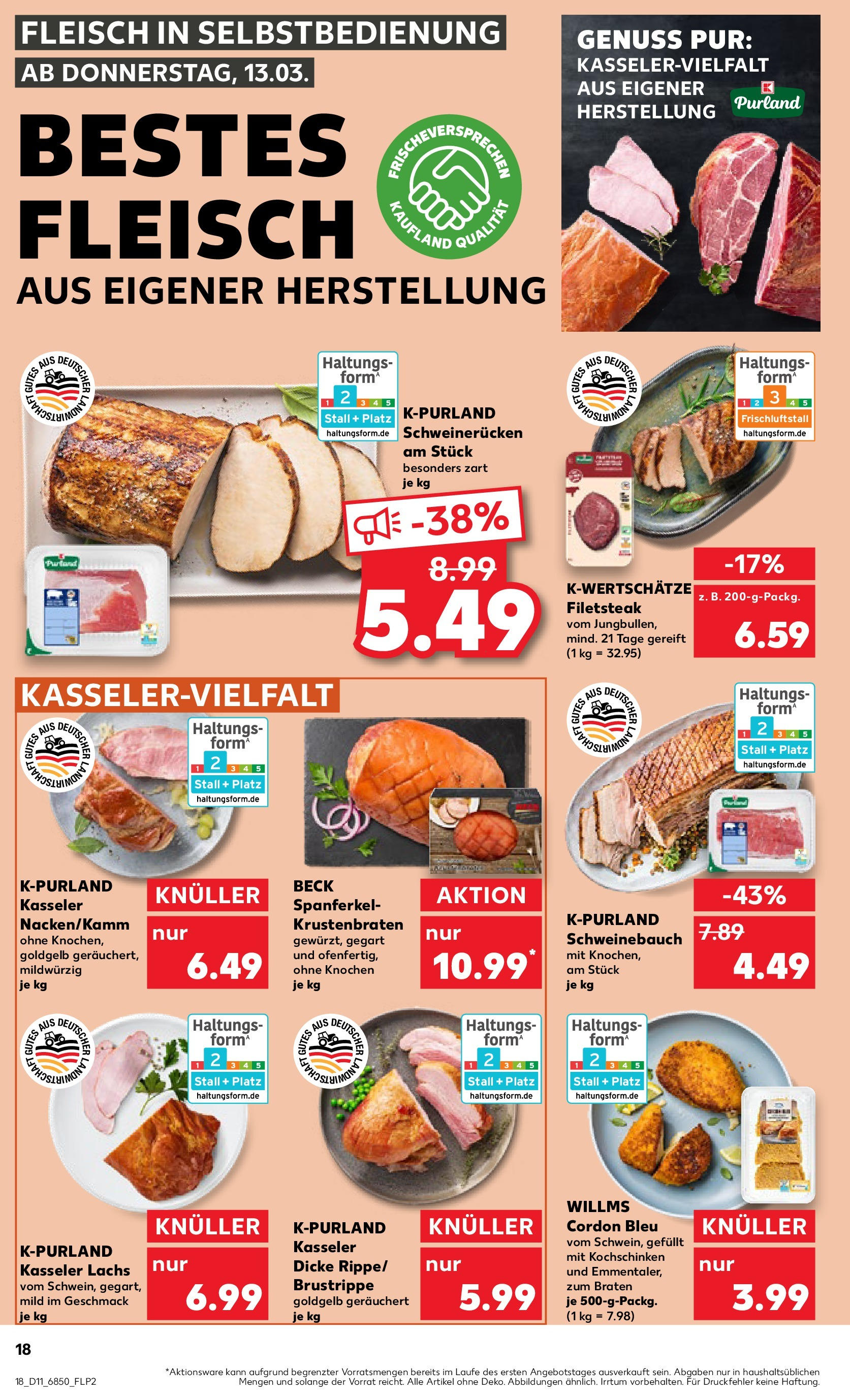 Kaufland - Giengen an der Brenz, Marktstraße 86 (ab 13.03.2025) » Angebote Online zum Blättern | Seite: 18 | Produkte: Schweinebauch, Krustenbraten, Lachs, Schweinerucken